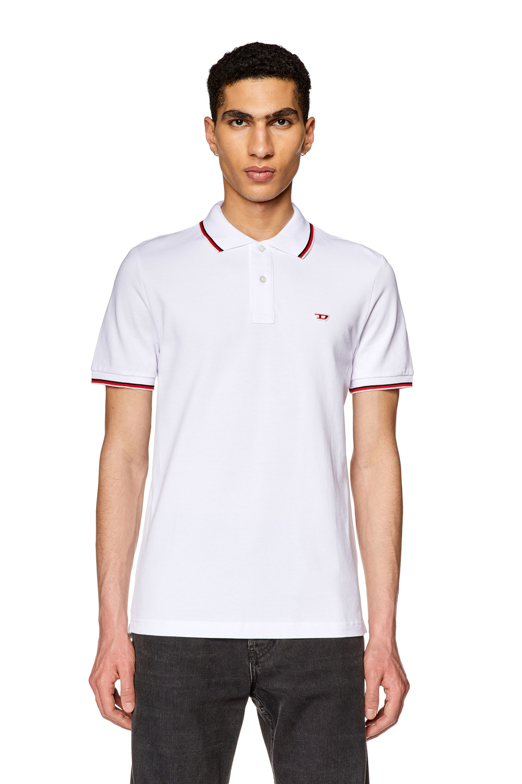 Diesel - T-SMITH-D, Man Polo shirt with striped trims in White - Image 5
