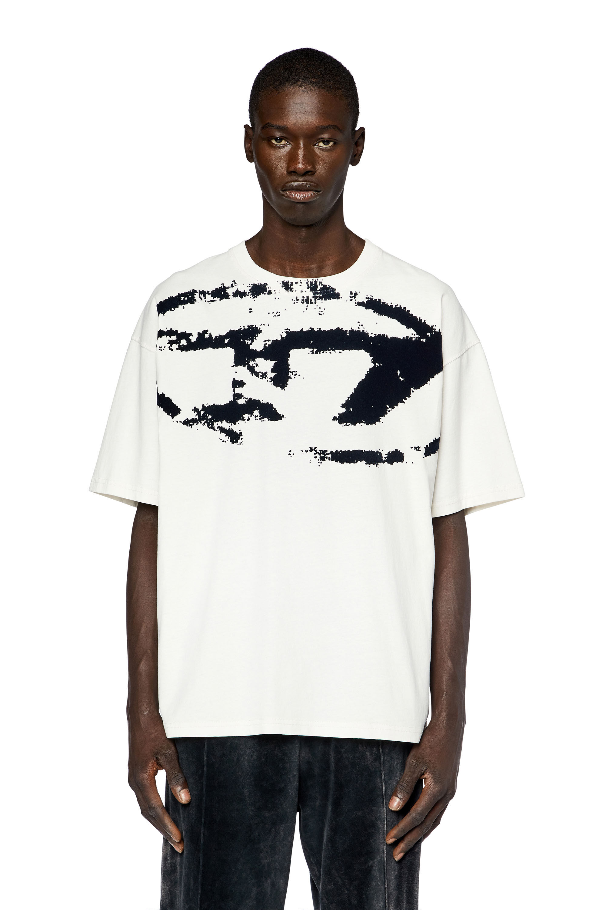 Diesel - T-BOXT-N14, Man T-shirt with distressed flocked logo in White - Image 3