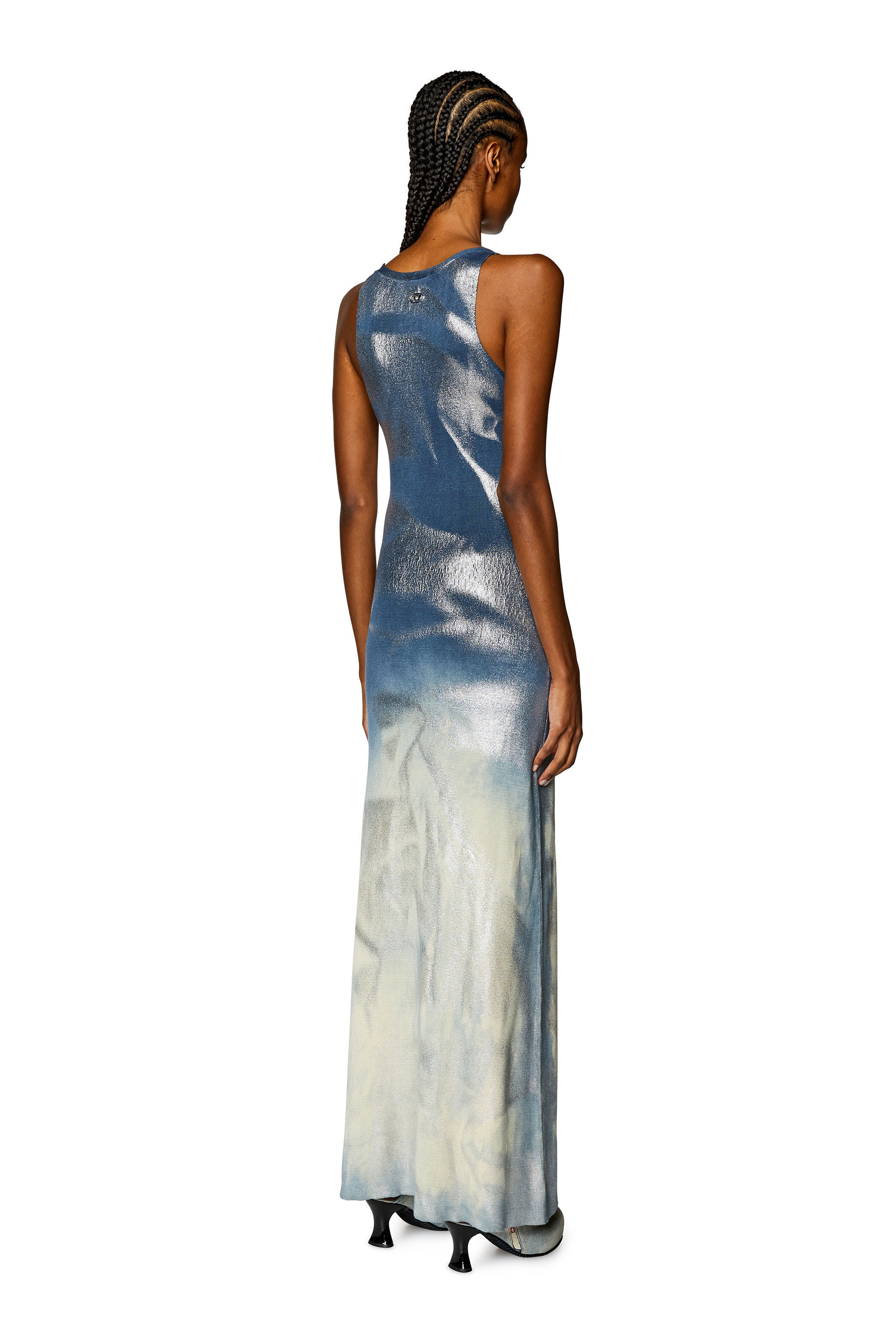 Diesel - M-IDELLE, Woman Long knit dress with metallic effects in Blue - Image 3