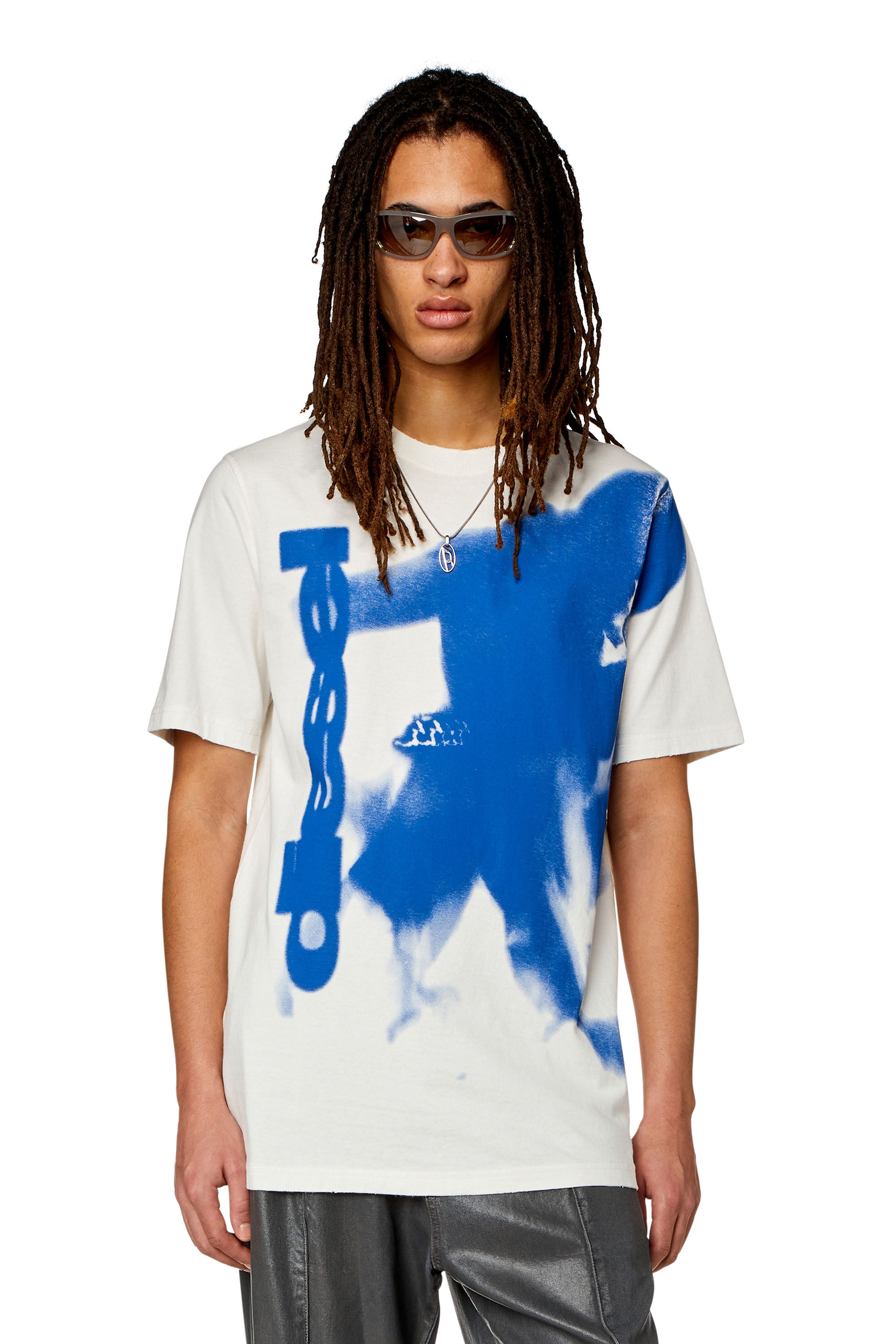 Diesel - T-JUST-N13, Man T-shirt with smudged print in White - Image 3