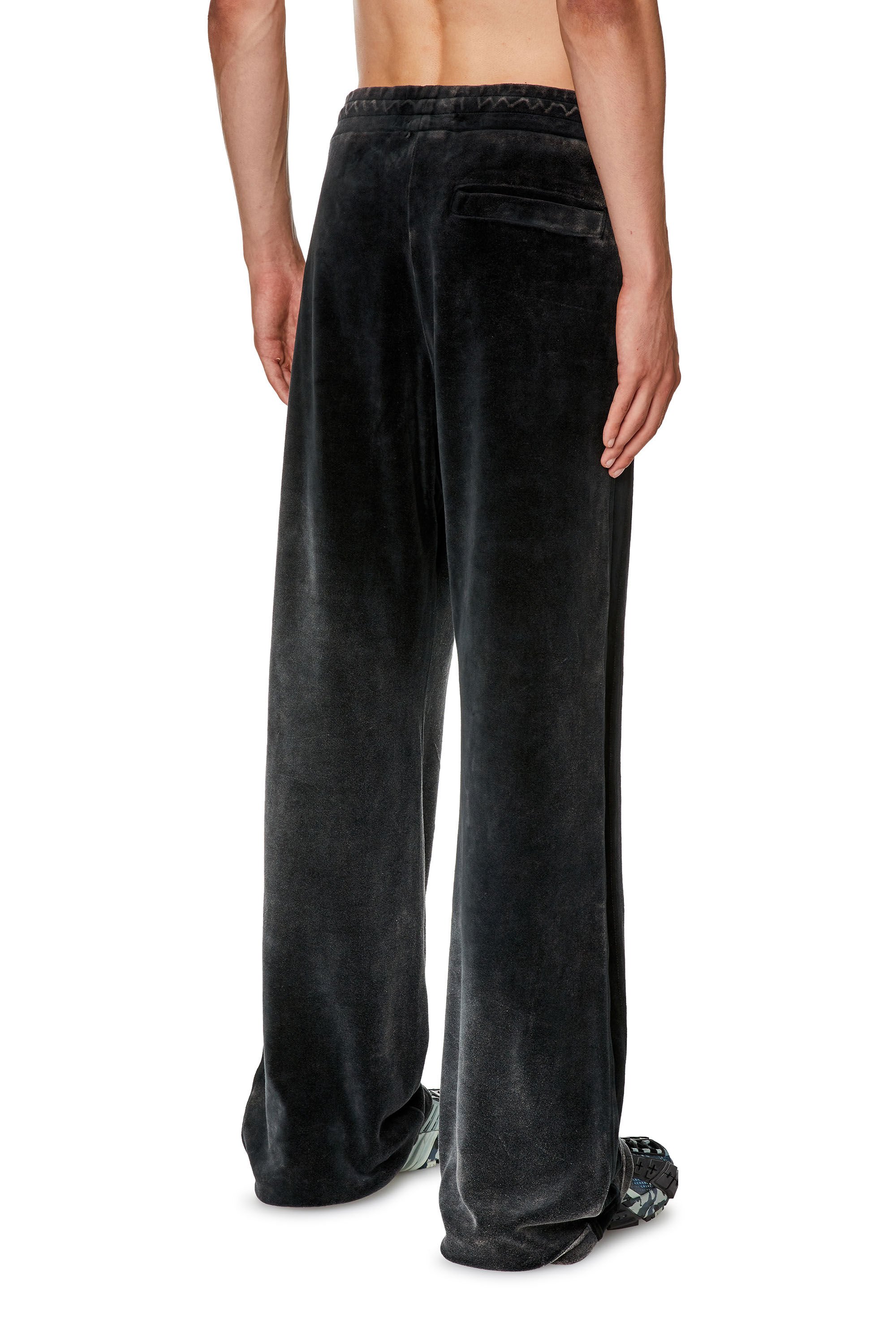 Diesel - P-ZAMPBAND, Man Chenille track pants with side bands in Black - Image 4