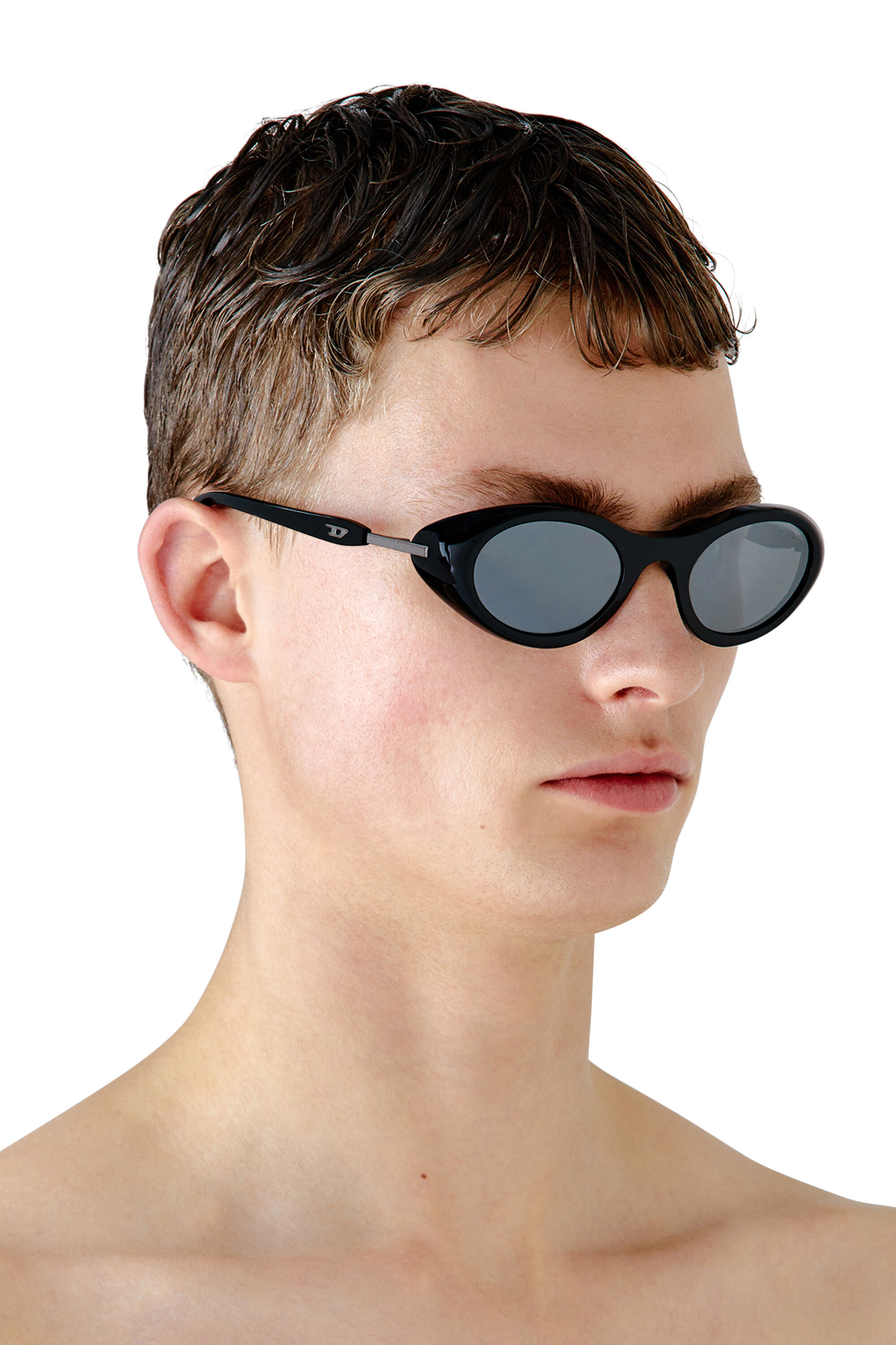 Diesel - 0DL2004, Unisex Wrap-around shape sunglasses in Black - Image 4