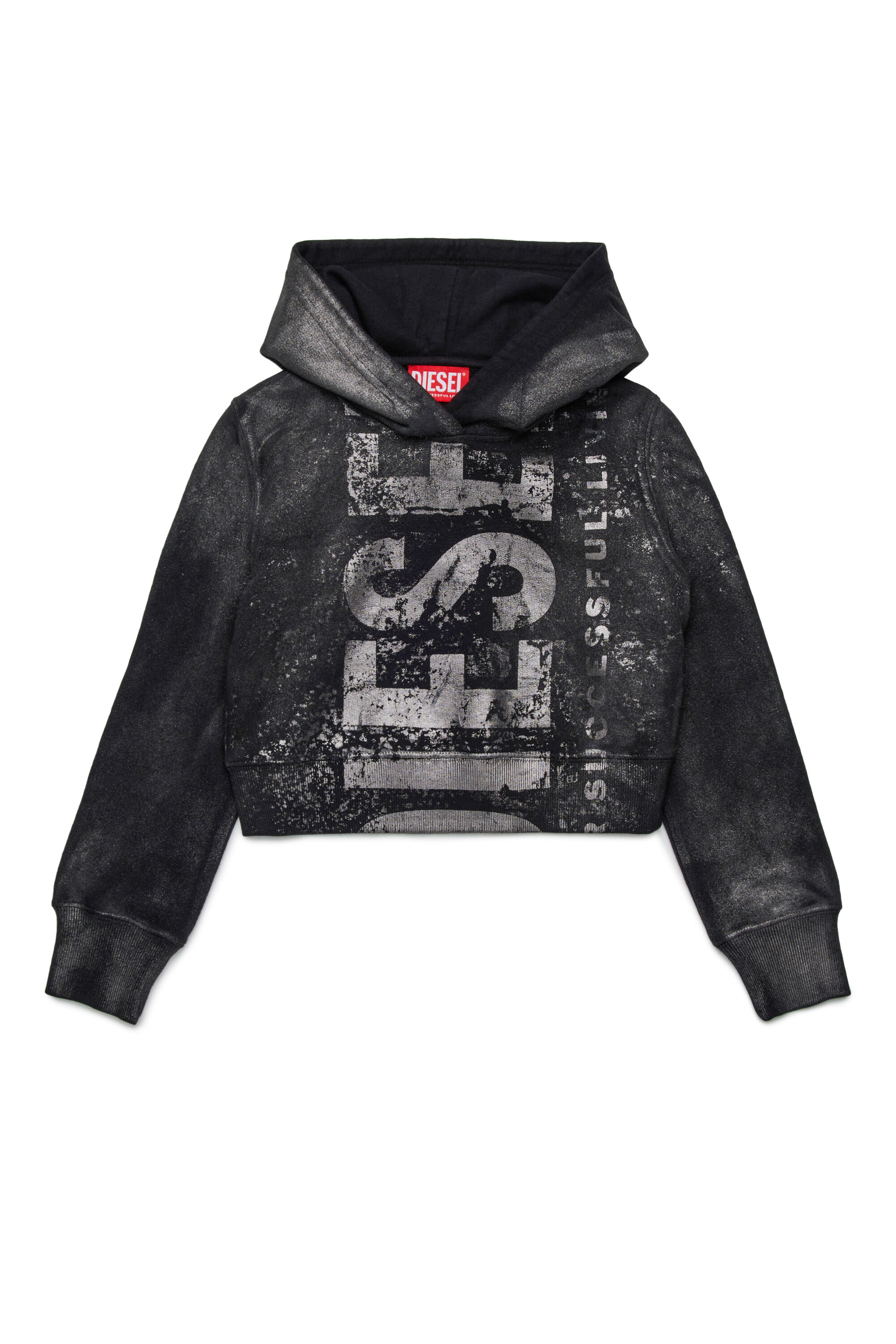Diesel - SLIMPHOOD, Woman's Cotton hoodie with logo print in Black - 1