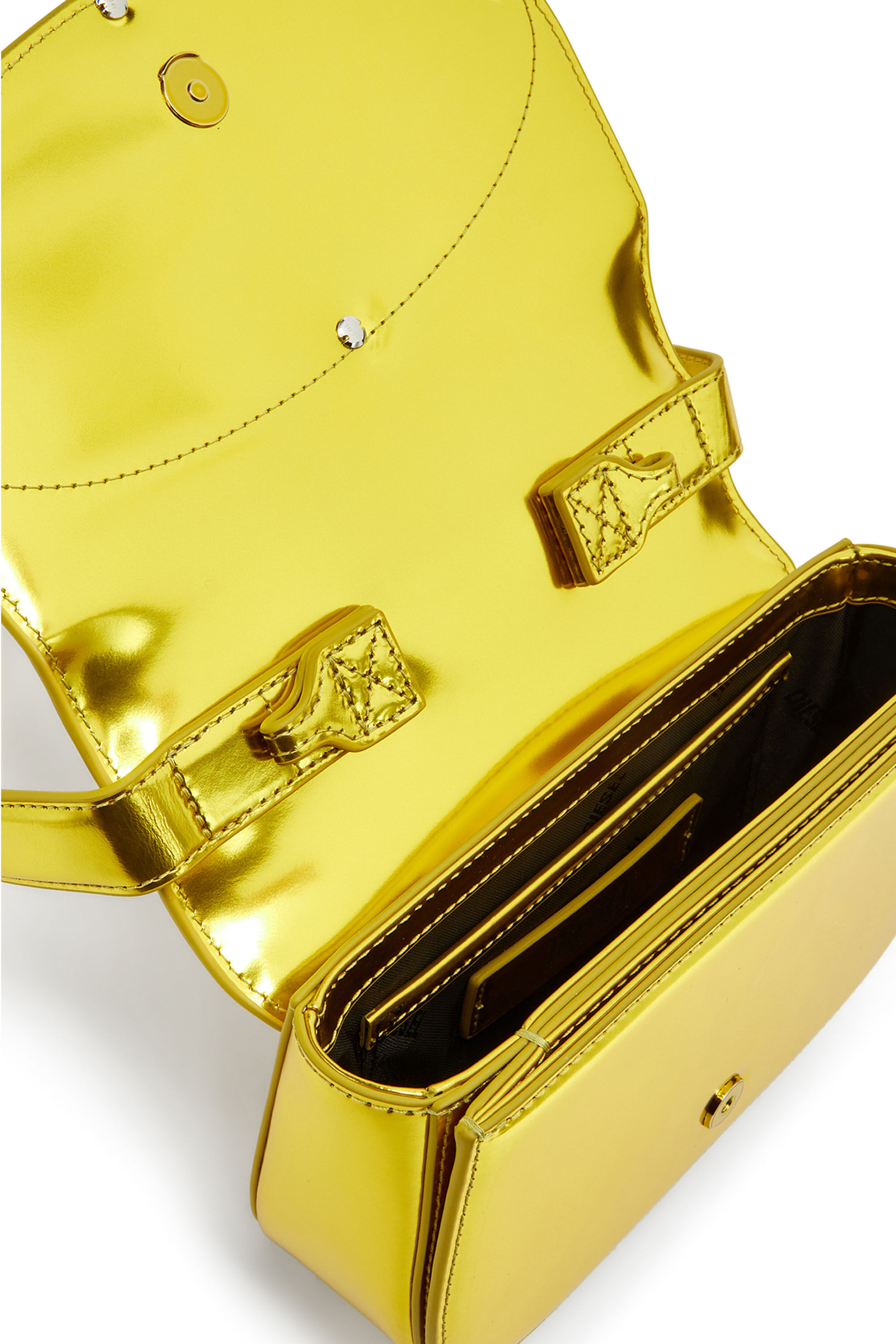 Diesel - 1DR, Woman 1DR-Iconic shoulder bag in mirrored leather in Yellow - Image 5