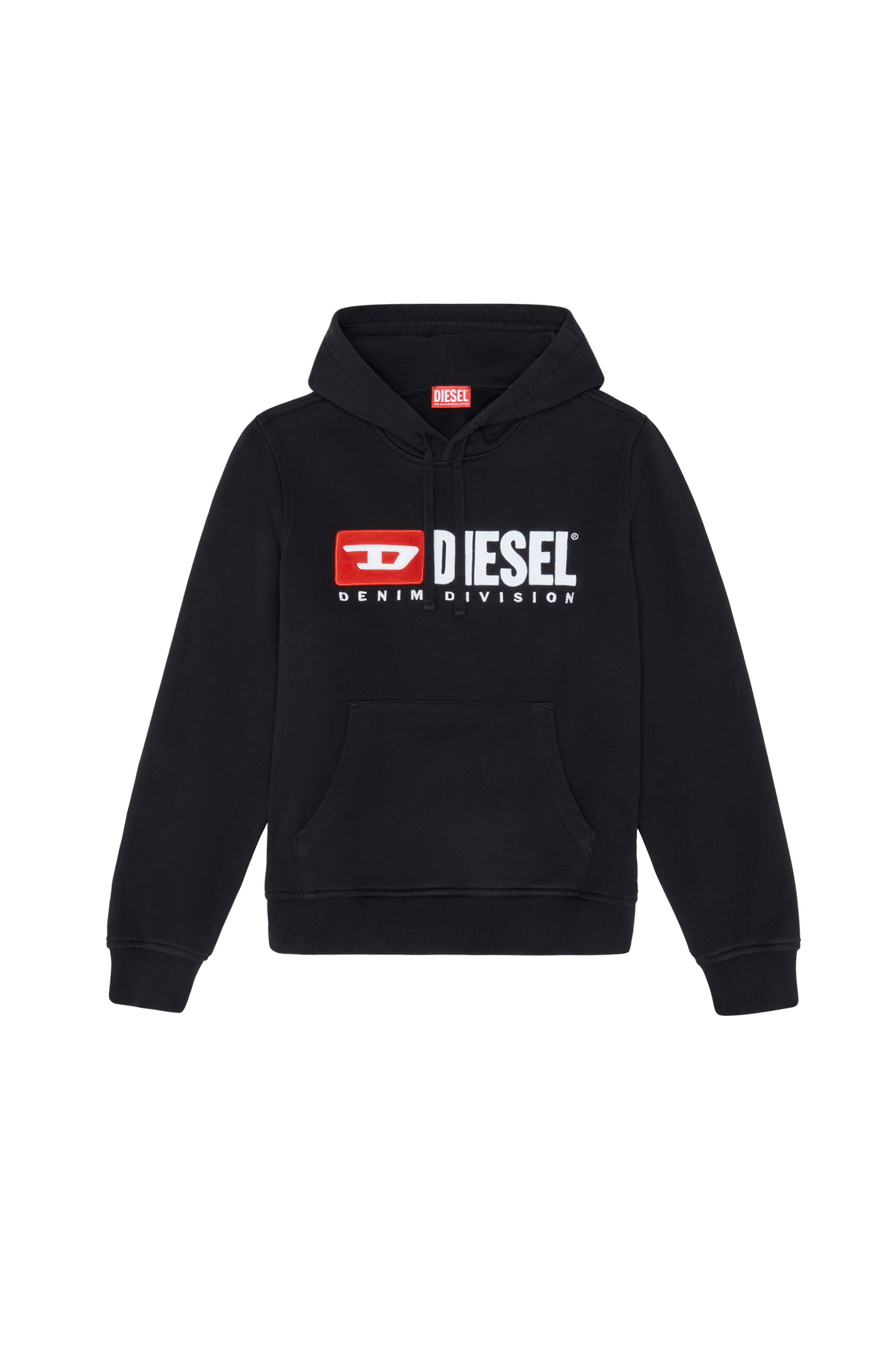 Diesel - S-GINN-HOOD-DIV, Man Hoodie with logo appliqué in Black - Image 2