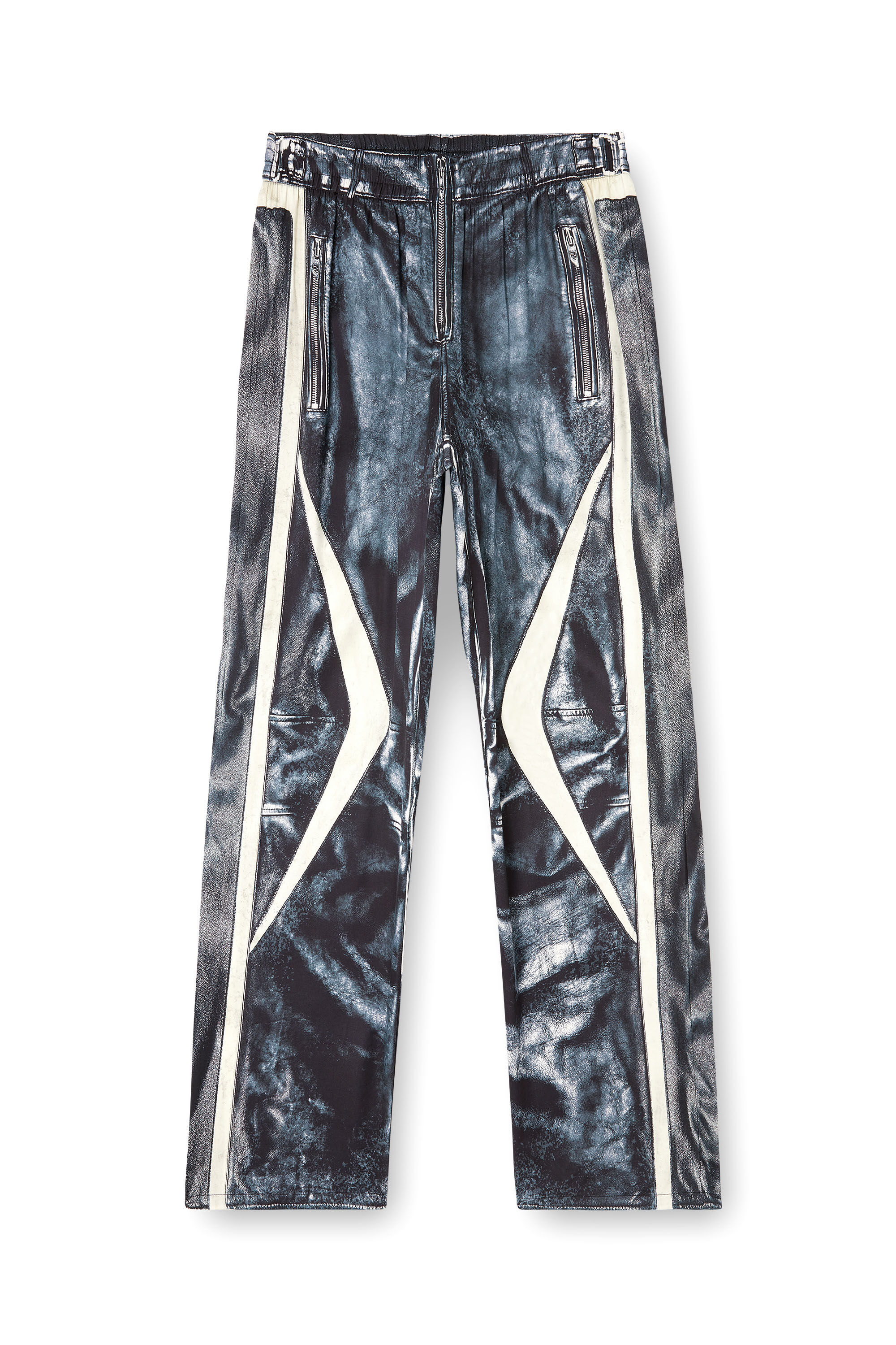 Diesel - P-THECK-BMCZ, Man's Biker-trompe l'oeil satin track pants in null - 1