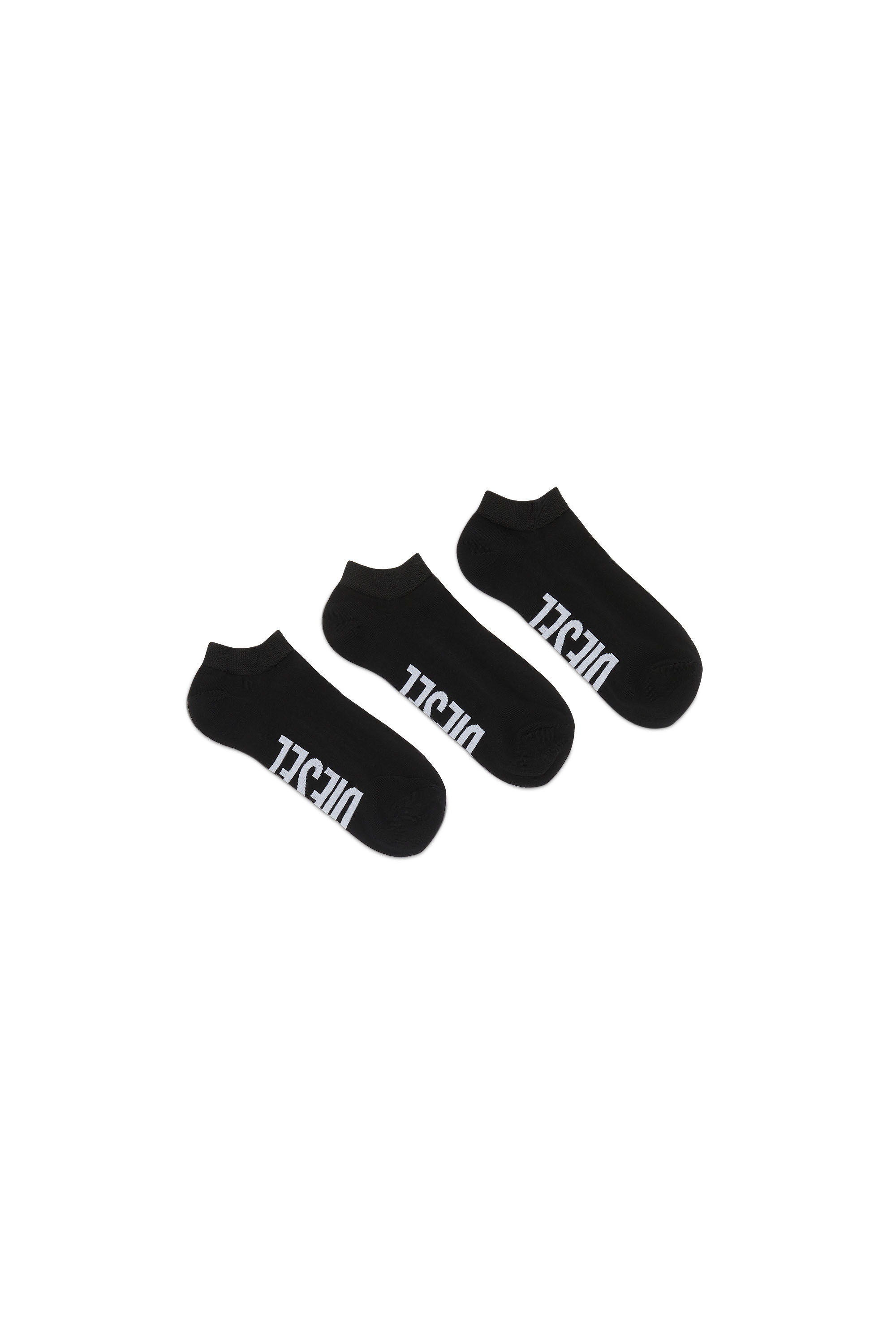 Diesel - SKM-GOST-THREEPACK, Man Three-pack low-cut logo socks in Black - Image 1