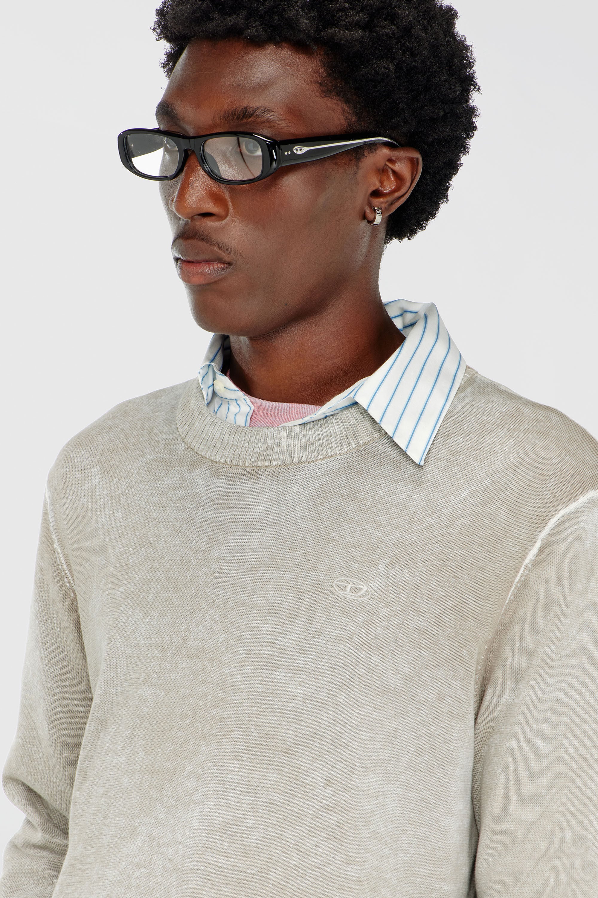 Diesel - K-LAURENT, Man's Jumper with faded reverse print in Light Grey - 5