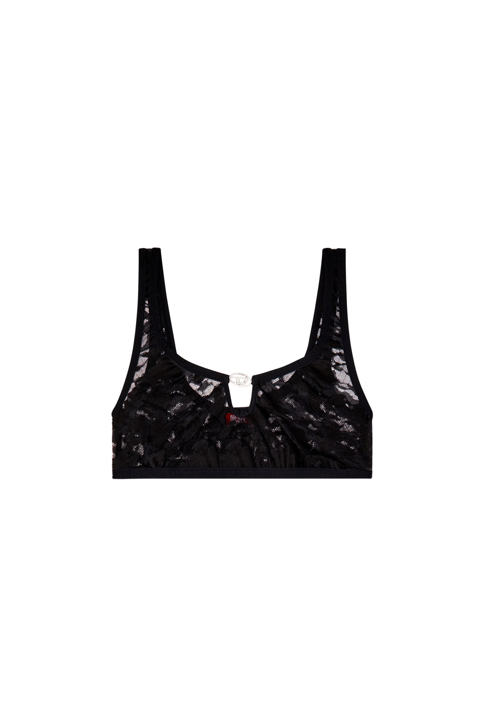 Diesel - UFSB-D-OVAL-LACE-BRALETTE, Woman's Camo lace bralette with Oval D plaque in Black - 2