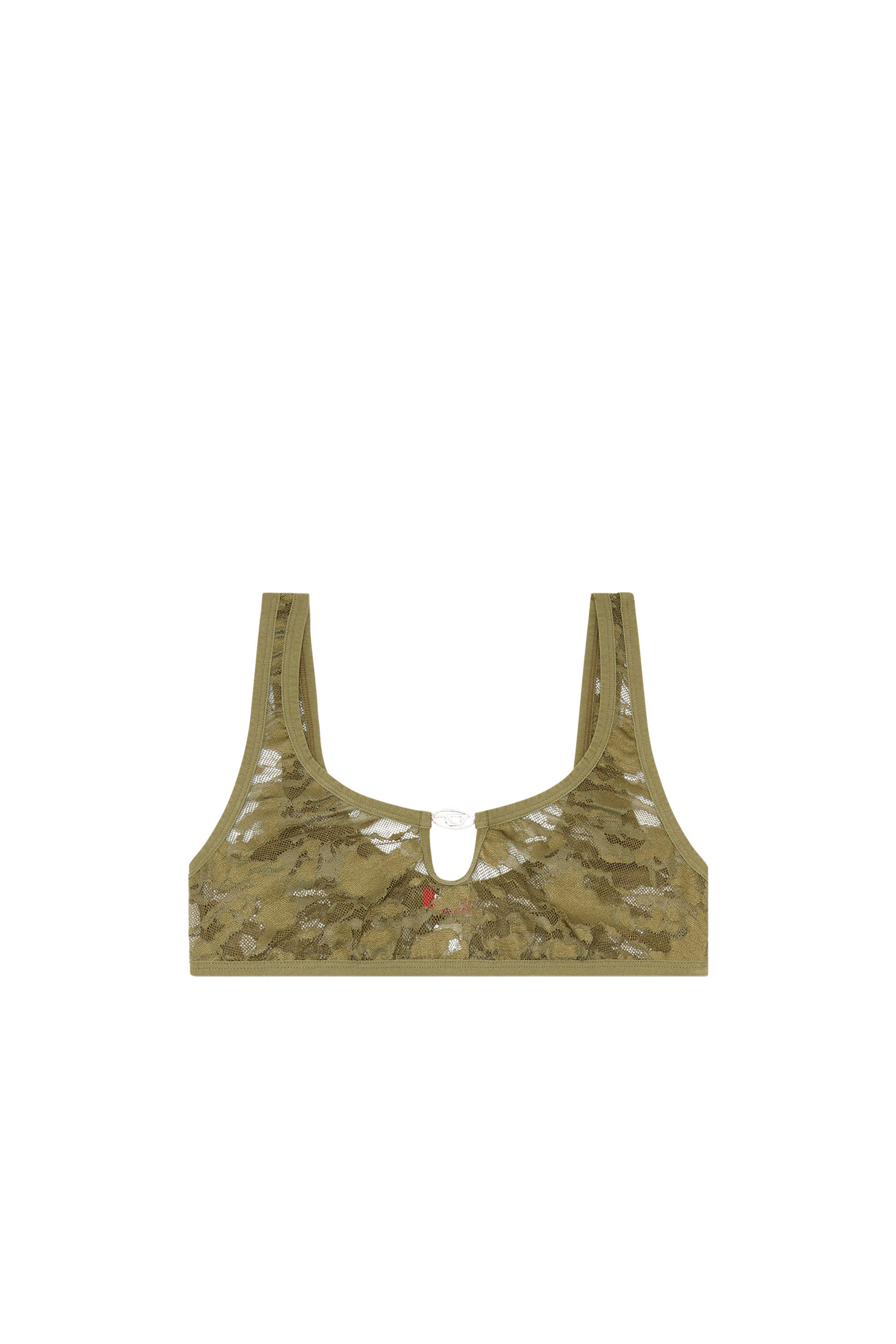 Diesel - UFSB-D-OVAL-LACE-BRALETTE, Woman's Camo lace bralette with Oval D plaque in Military Green - 2