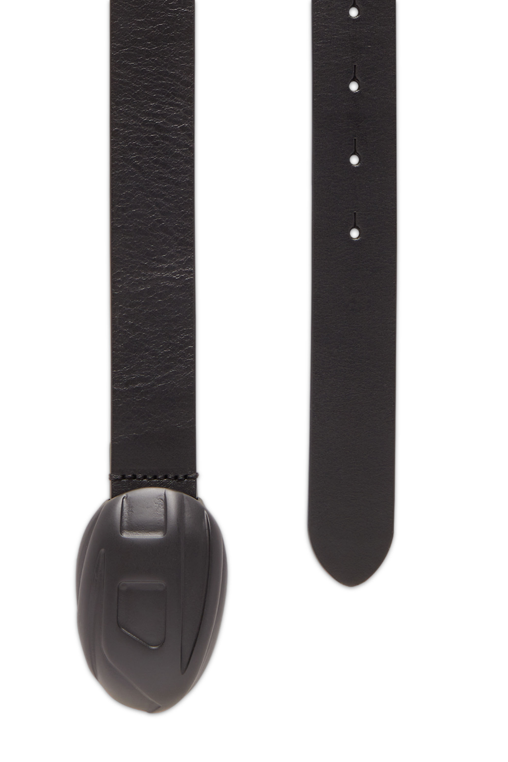 Diesel - B-1DR-POD, Man Leather belt with oval D buckle in Black - Image 2