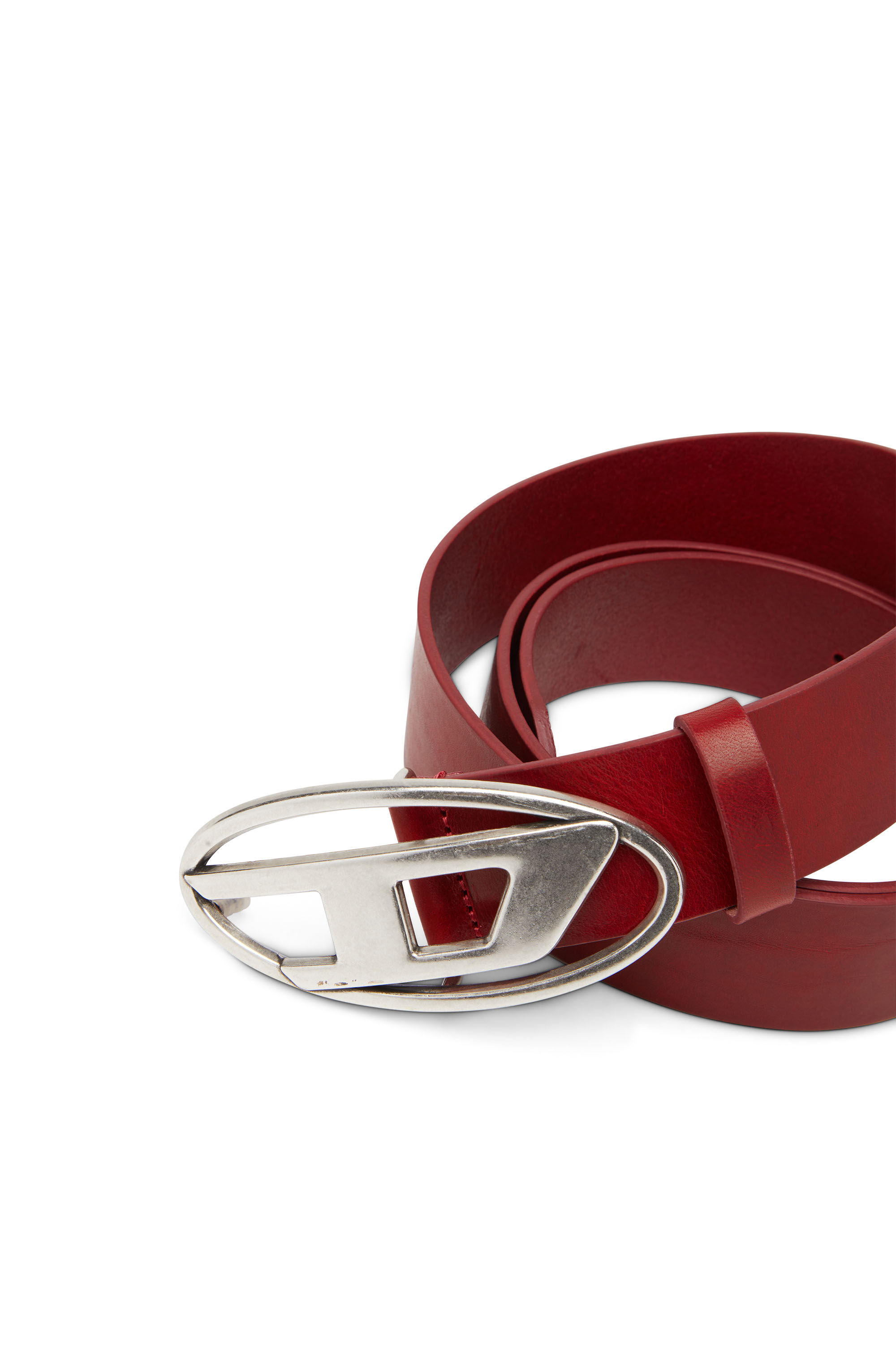 B-1DR: Leather Belt with silver D logo buckle | Diesel