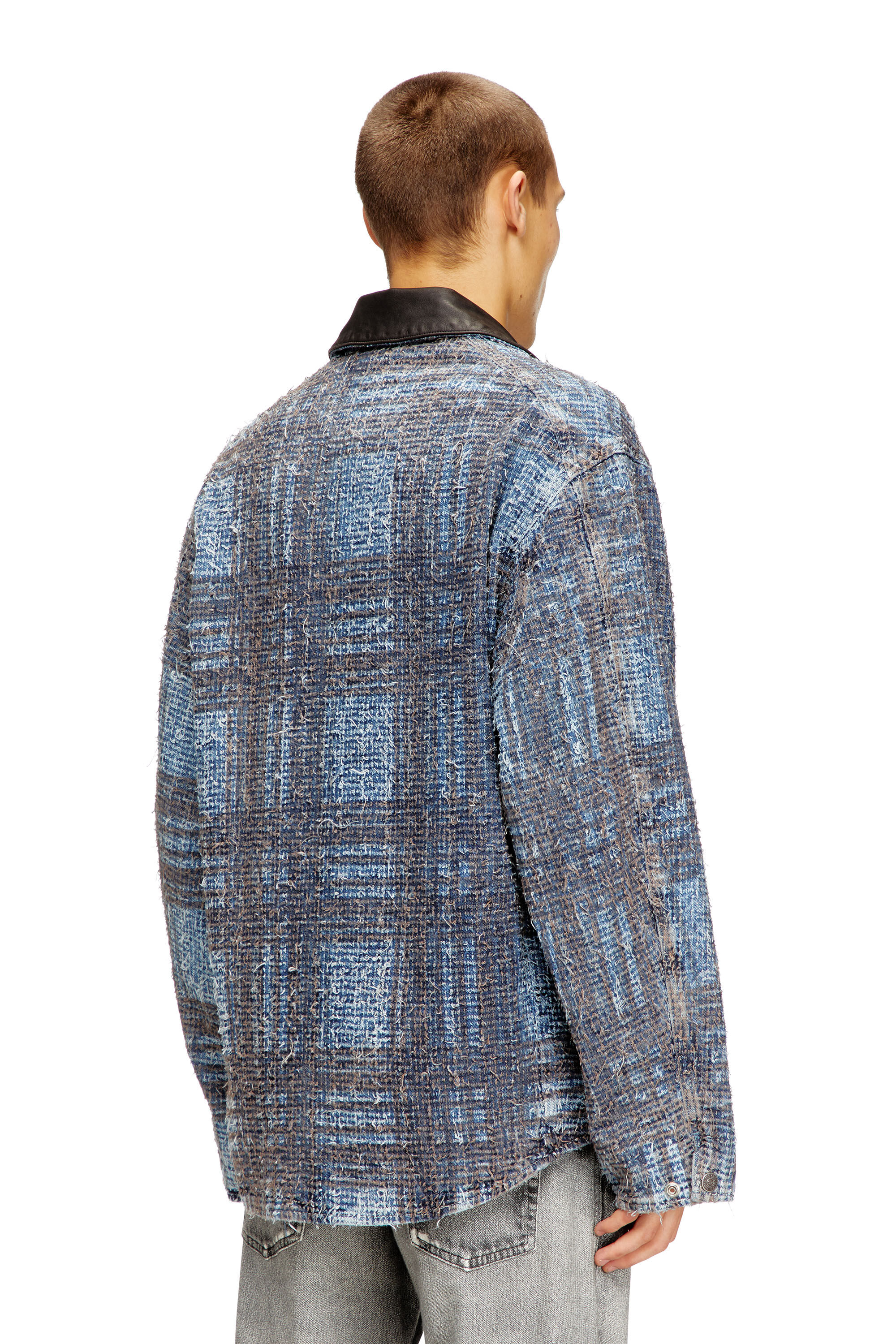 Diesel - D-IVAR-S1, Man's Jacket in graphic bouclé denim in Blue - 3