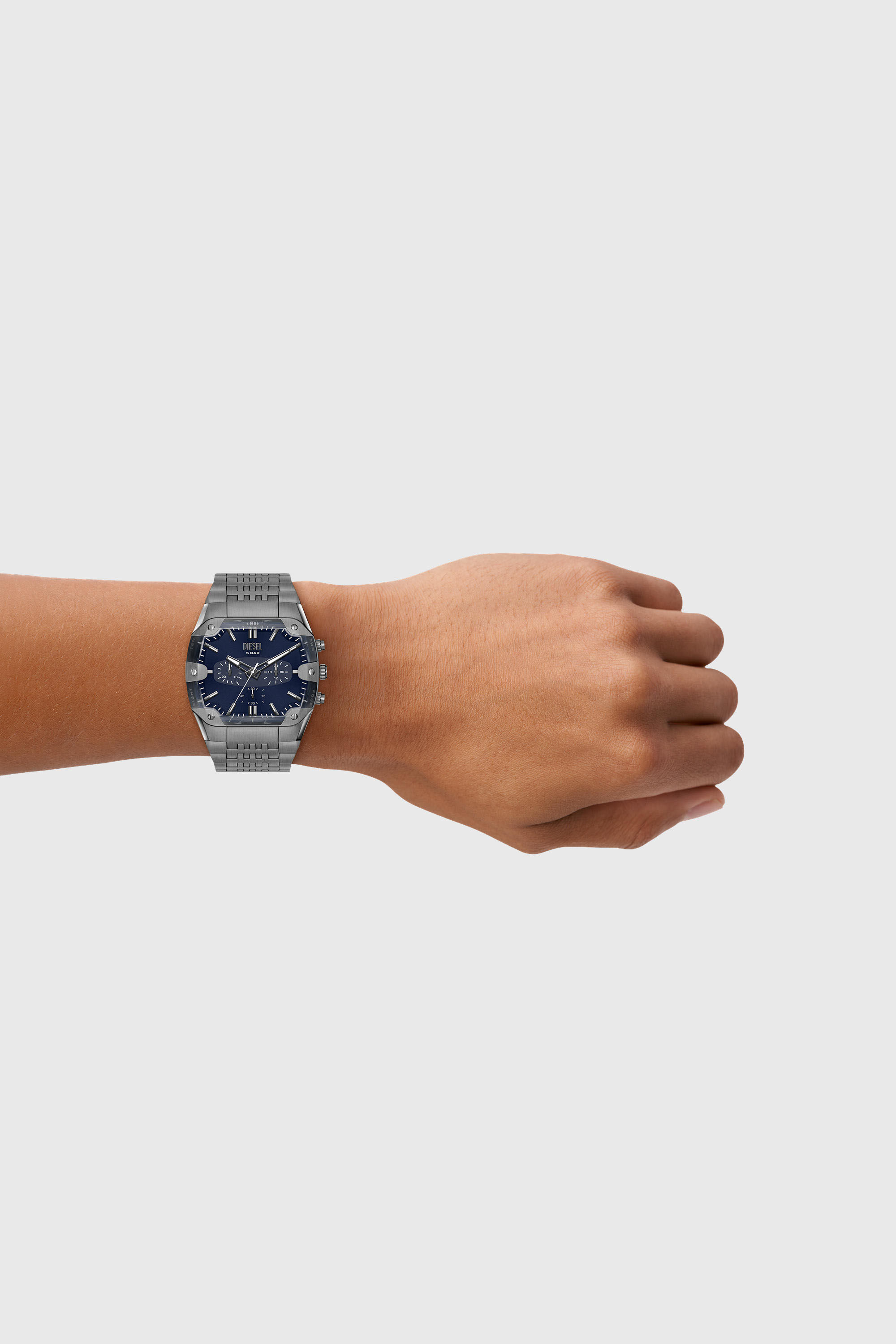 Diesel - DZ4717 WATCH, Man's Spiked Cushion gunmetal stainless steel watch in Dark grey - 5