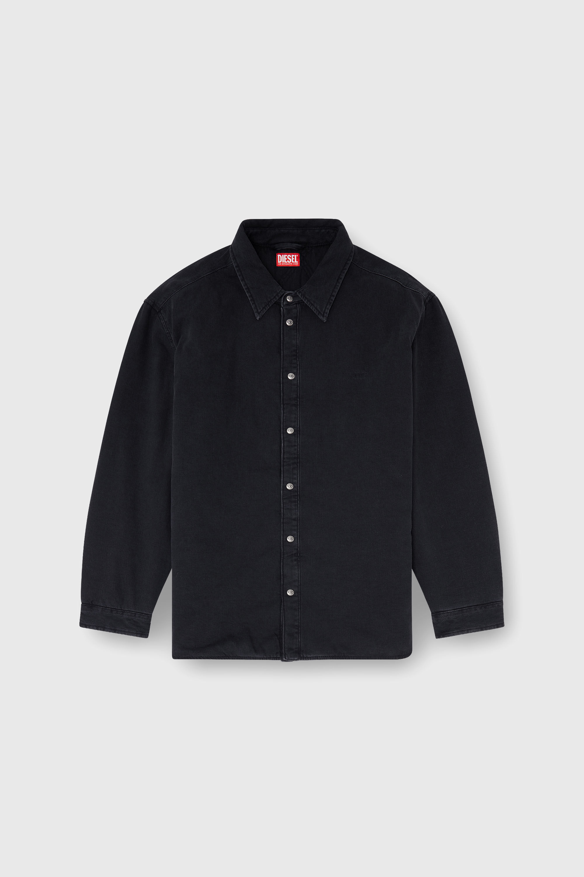 Diesel - D-FLAIM-D, Man's Padded denim overshirt in Black - 2
