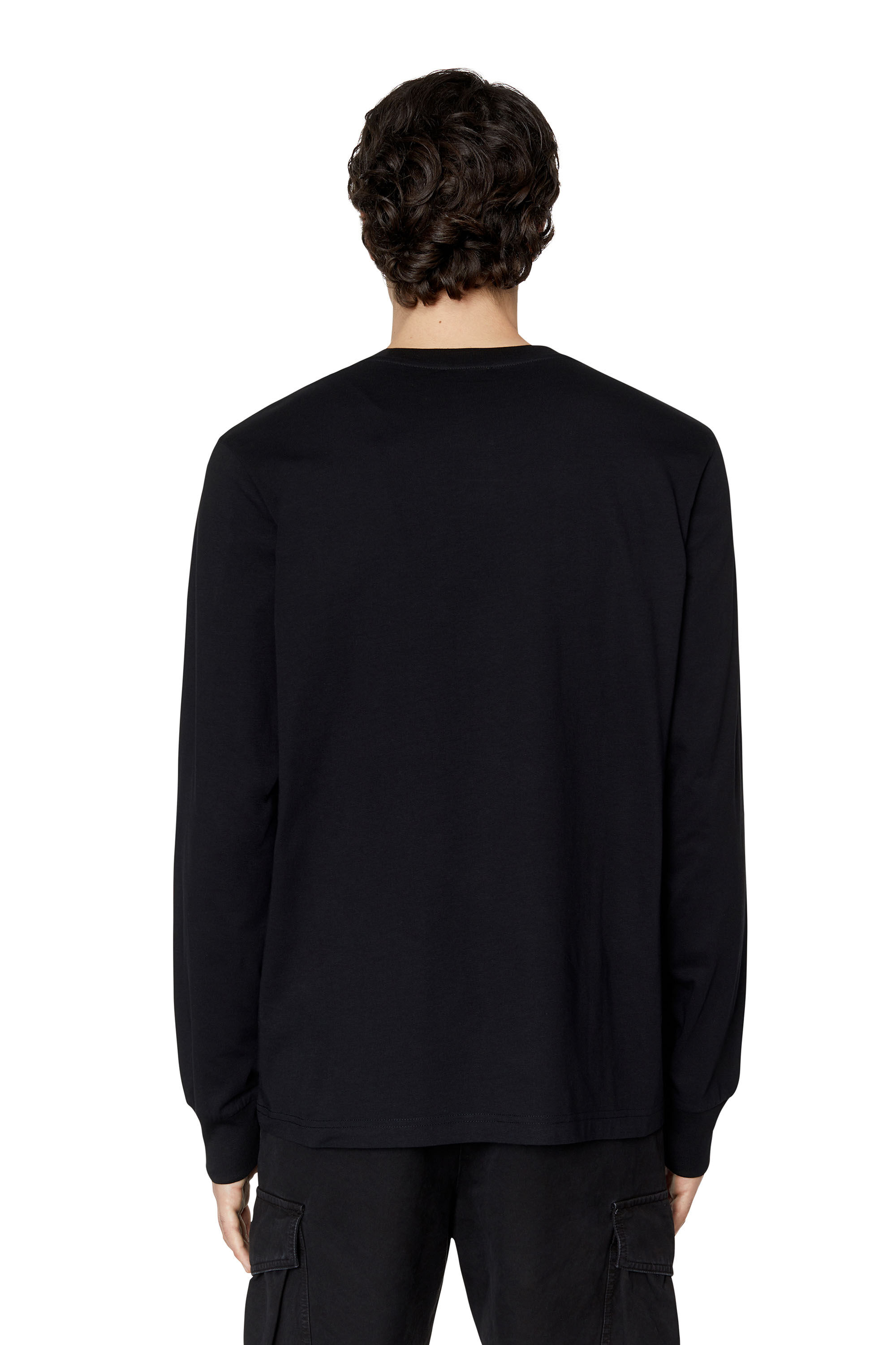 Diesel - T-JUST-LS-D, Man Long-sleeve T-shirt with D patch in Black - Image 4