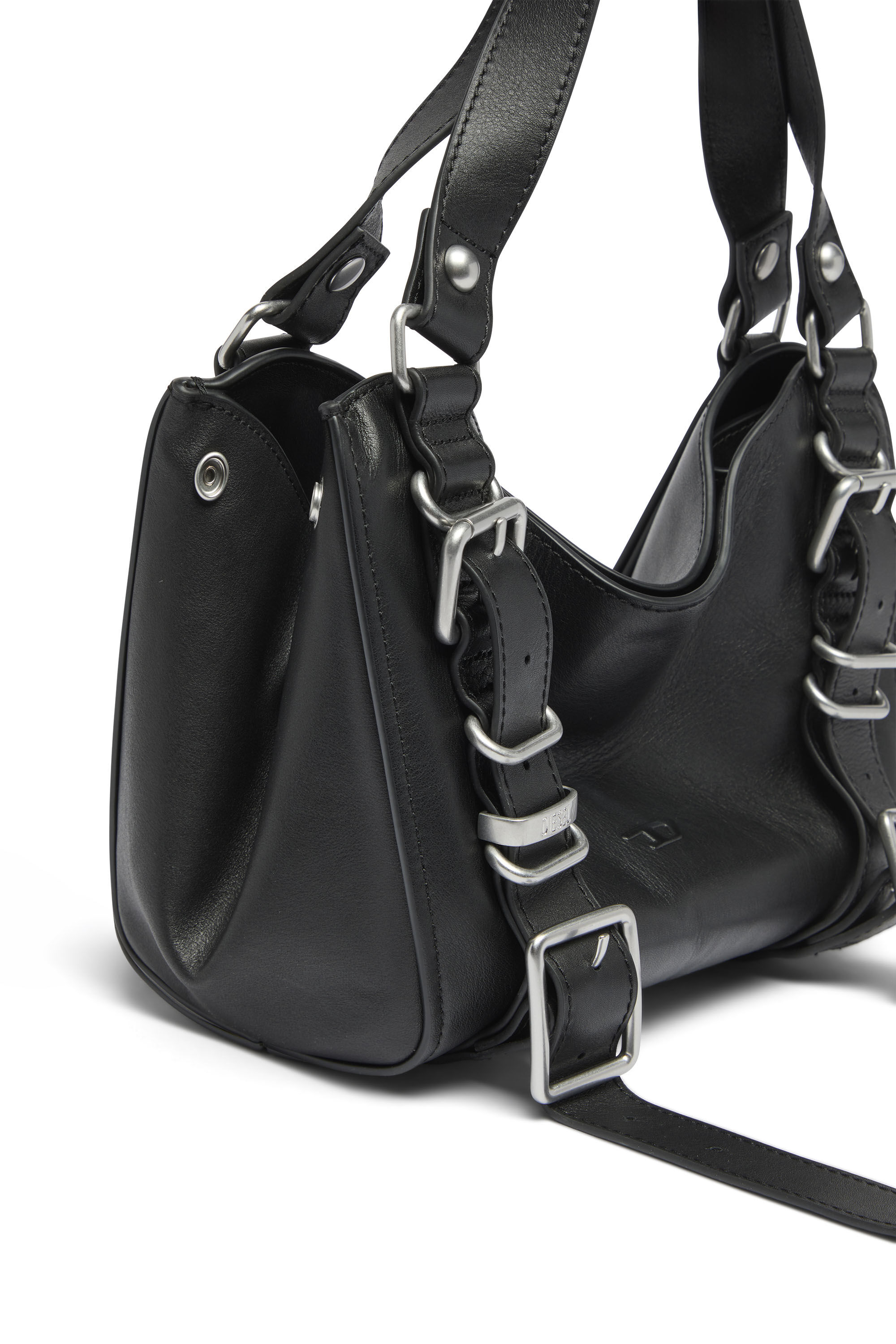 Diesel - D-ONE TOPHANDLE S, Woman's D-One-Small top-handle bag in treated leather in Black - 6