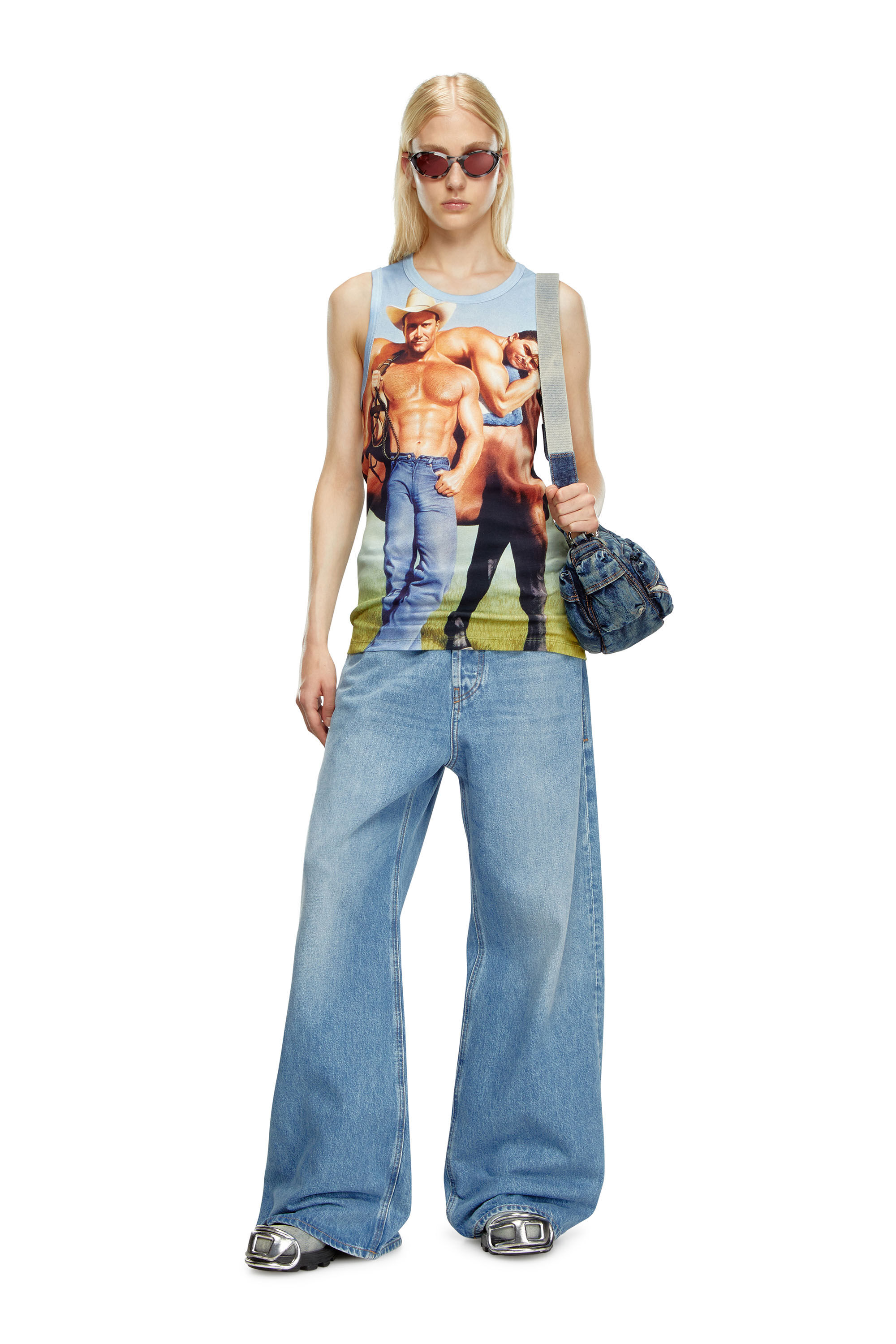 Diesel - PR-T-LIFTY-TANK, Unisex Sleeveless T-shirt with all-over print in Blue - Image 6