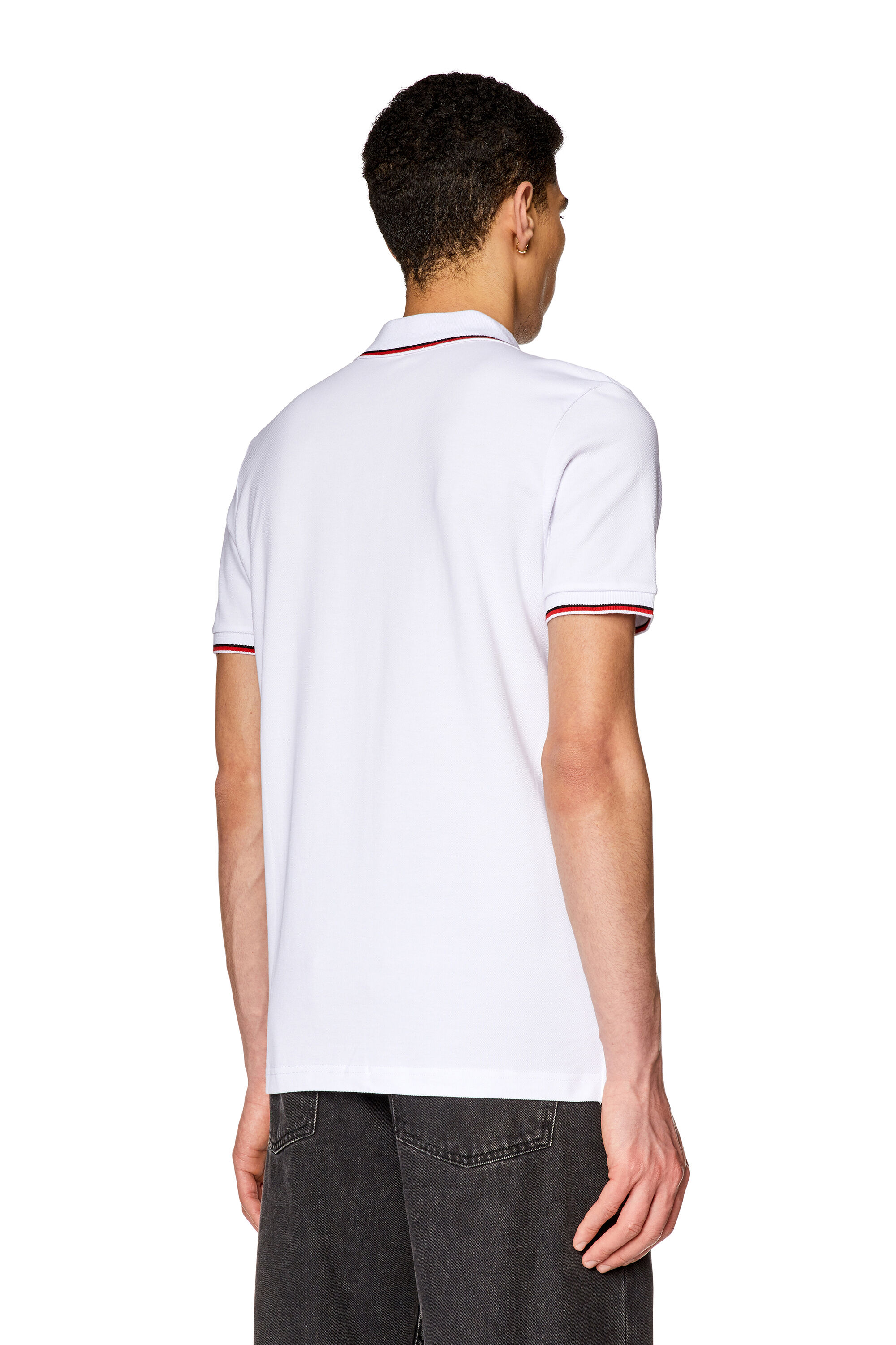 Diesel - T-SMITH-D, Man Polo shirt with striped trims in White - Image 4