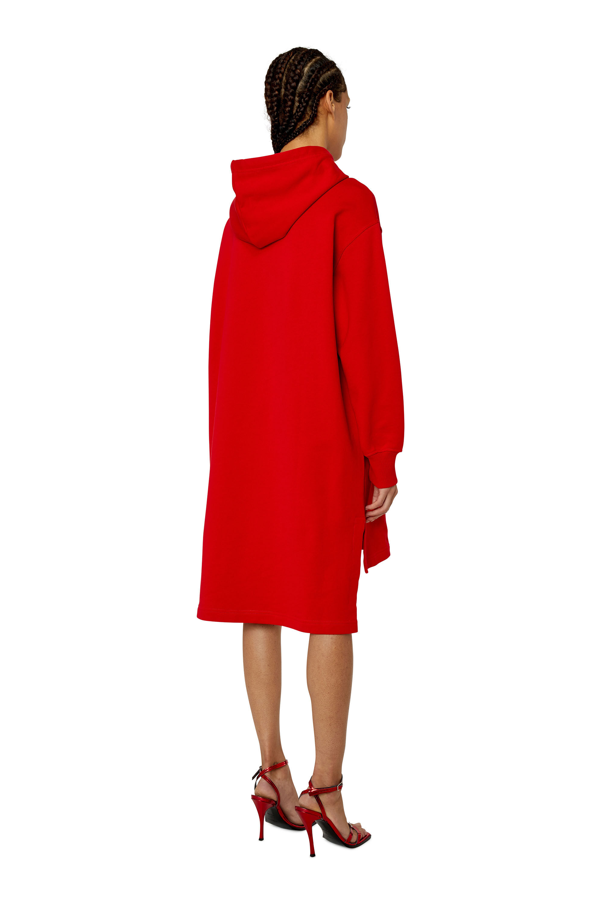 Diesel - D-ILSE-D, Woman Hoodie dress with D logo in Red - Image 3