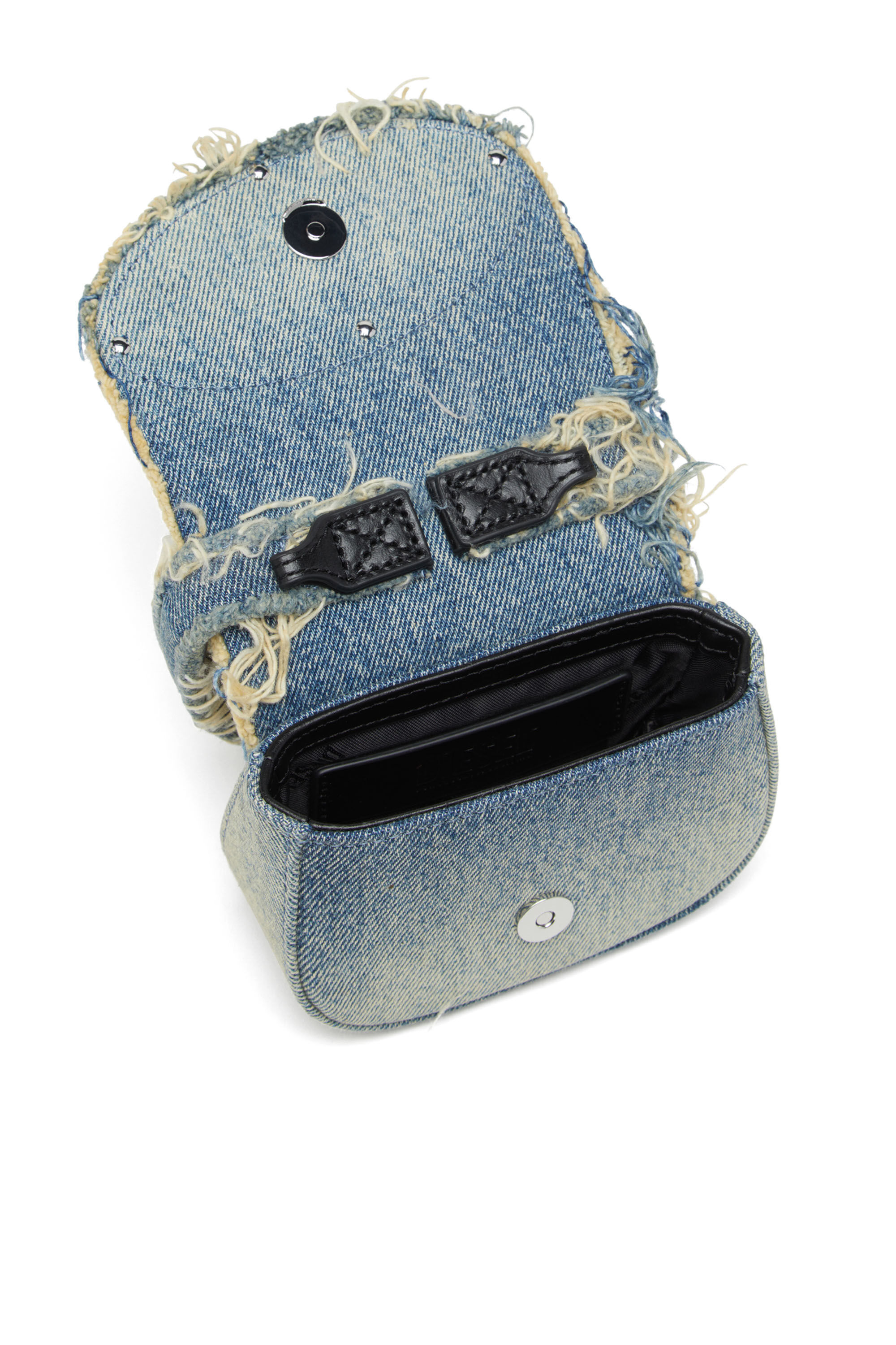 Diesel - 1DR XS, Woman 1DR XS-Iconic mini bag in denim and crystals in Blue - Image 5