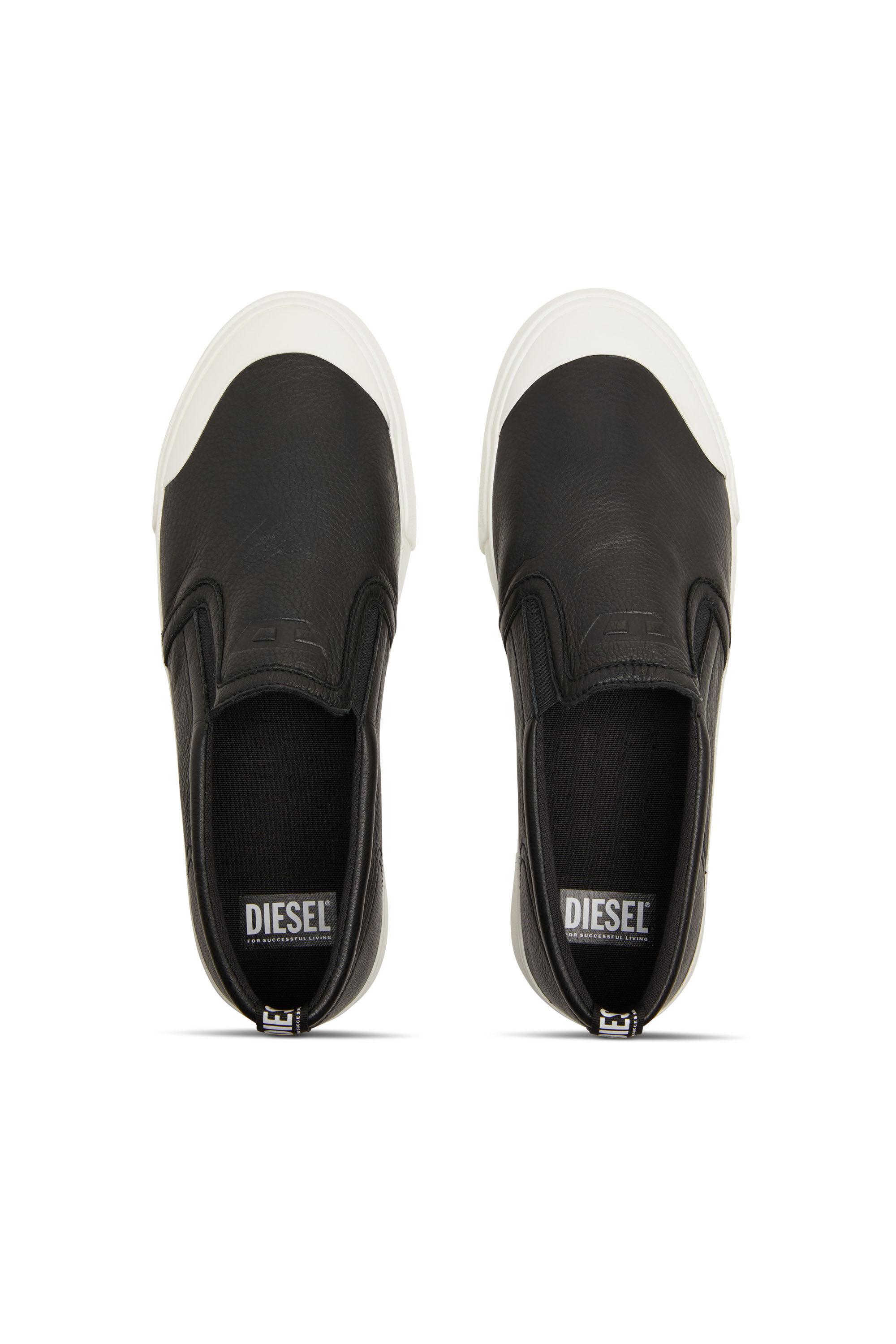 Diesel - S-ATHOS SLIP ON, Man S-Athos-Slip-on sneakers in plain leather in Black - Image 4