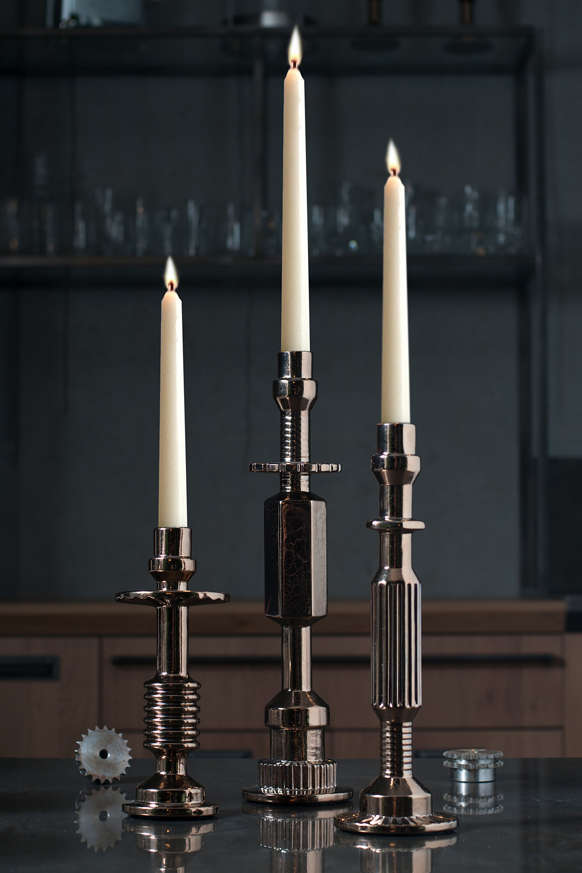 Diesel - 10953 TRANSMISSION, Unisex's Bronze medium porcelain candleholder in Bronze - 4
