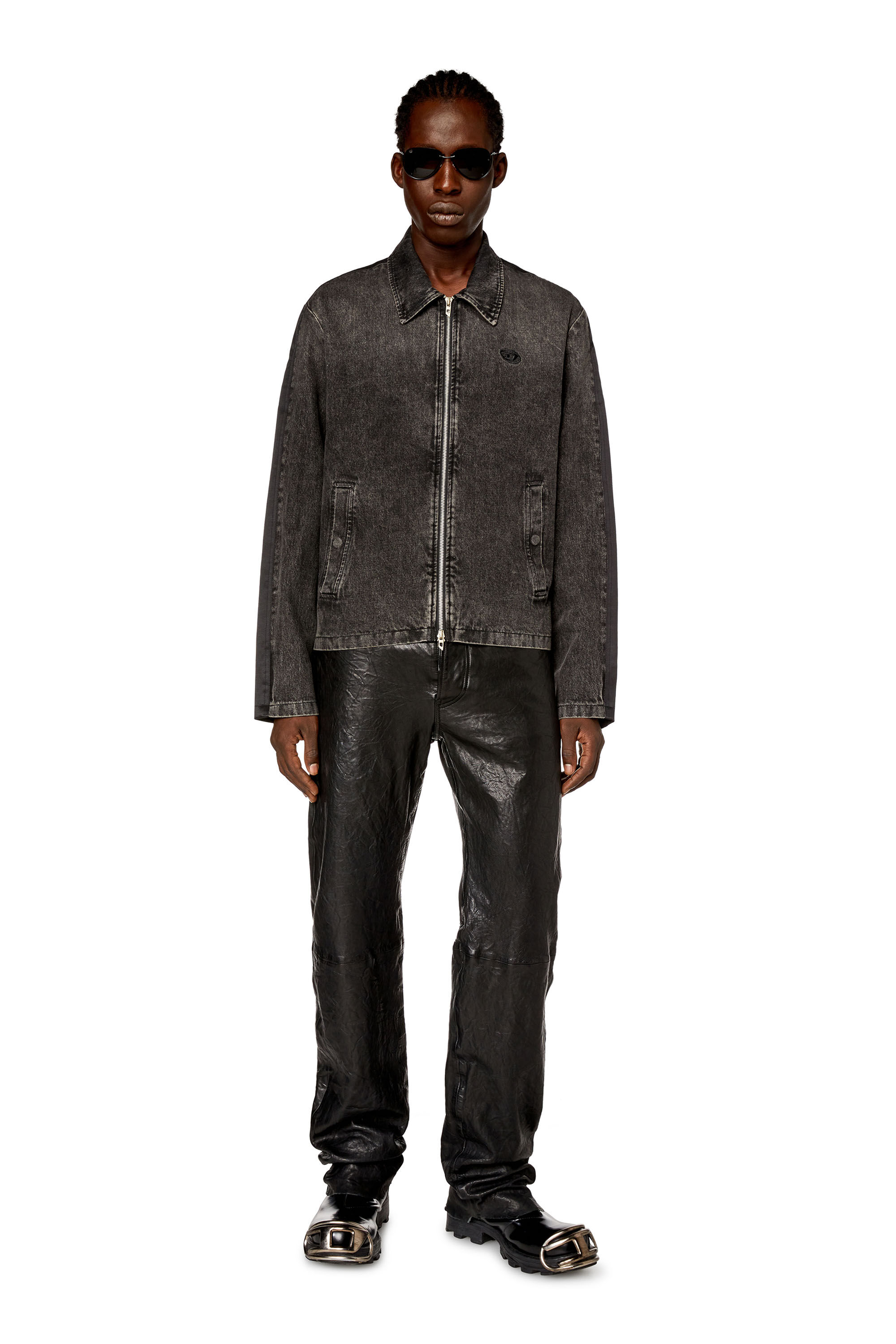 Diesel - J-HARRIS, Man Hybrid jacket in denim and twill in Black - Image 1