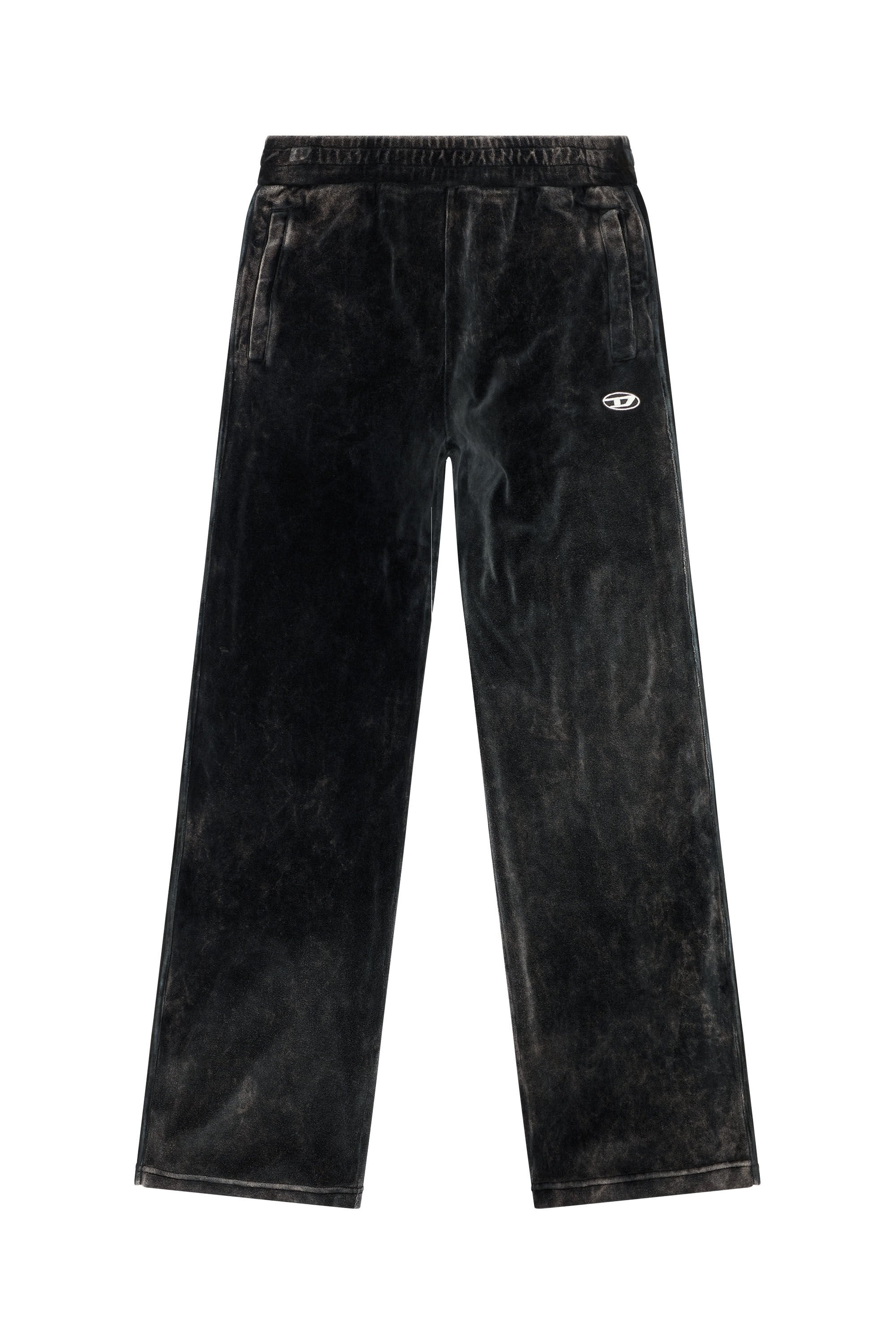 Diesel - P-ZAMPBAND, Man Chenille track pants with side bands in Black - Image 2