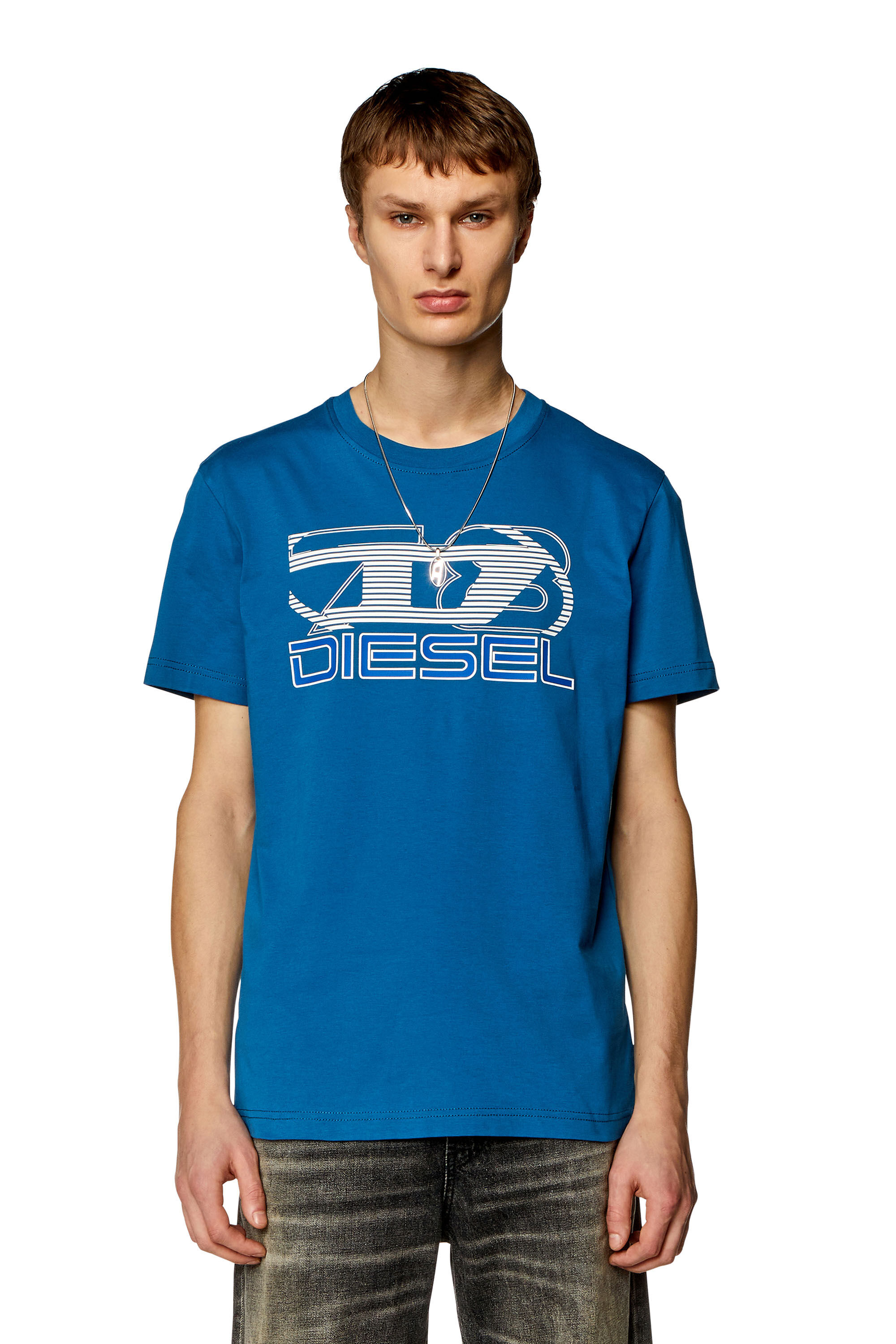 Diesel - T-DIEGOR-K74, Man T-shirt with Oval D 78 print in Blue - Image 3