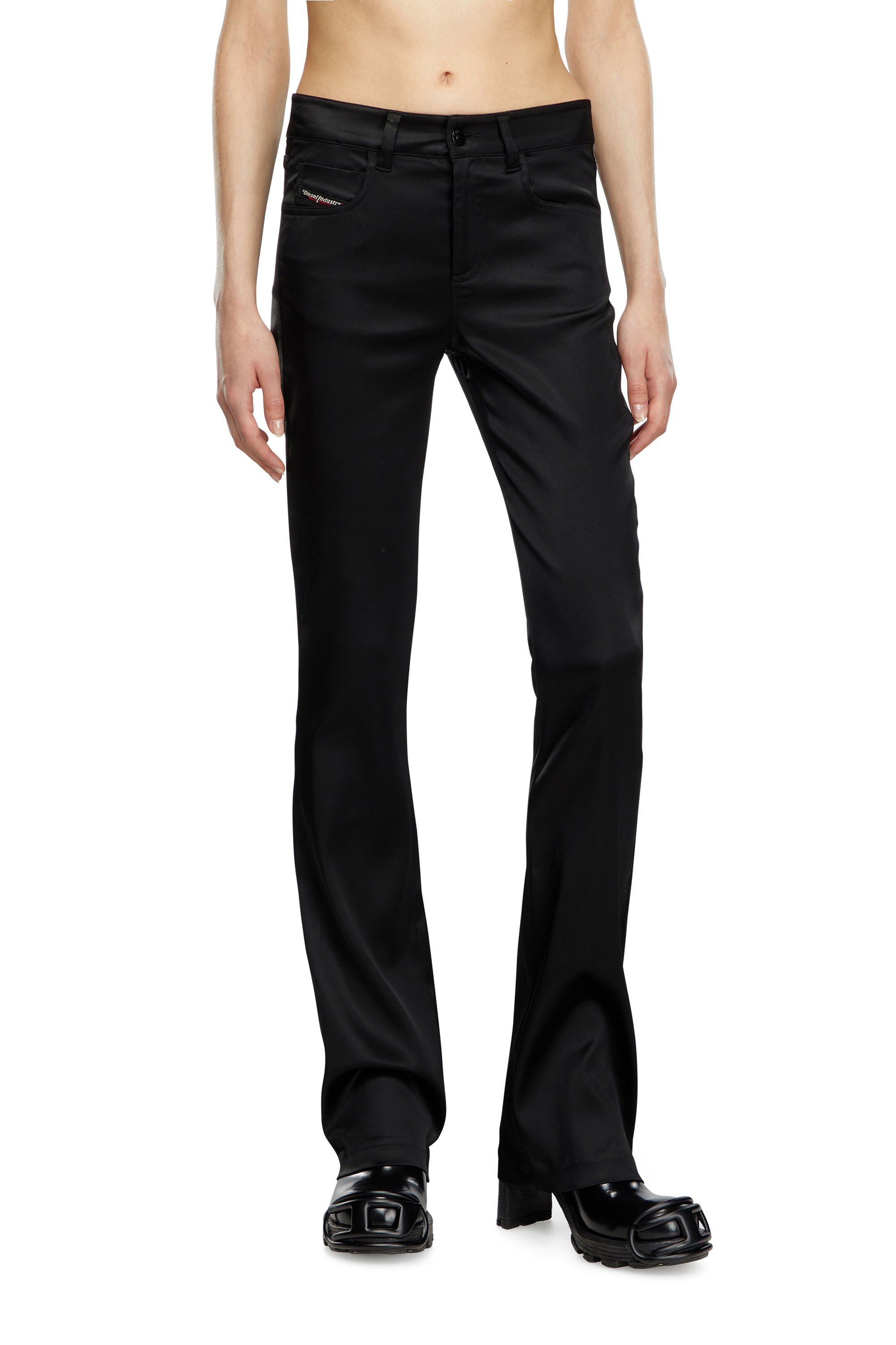 Diesel - P-EBBEY, Woman 5-pocket pants in stretch satin in Black - Image 3