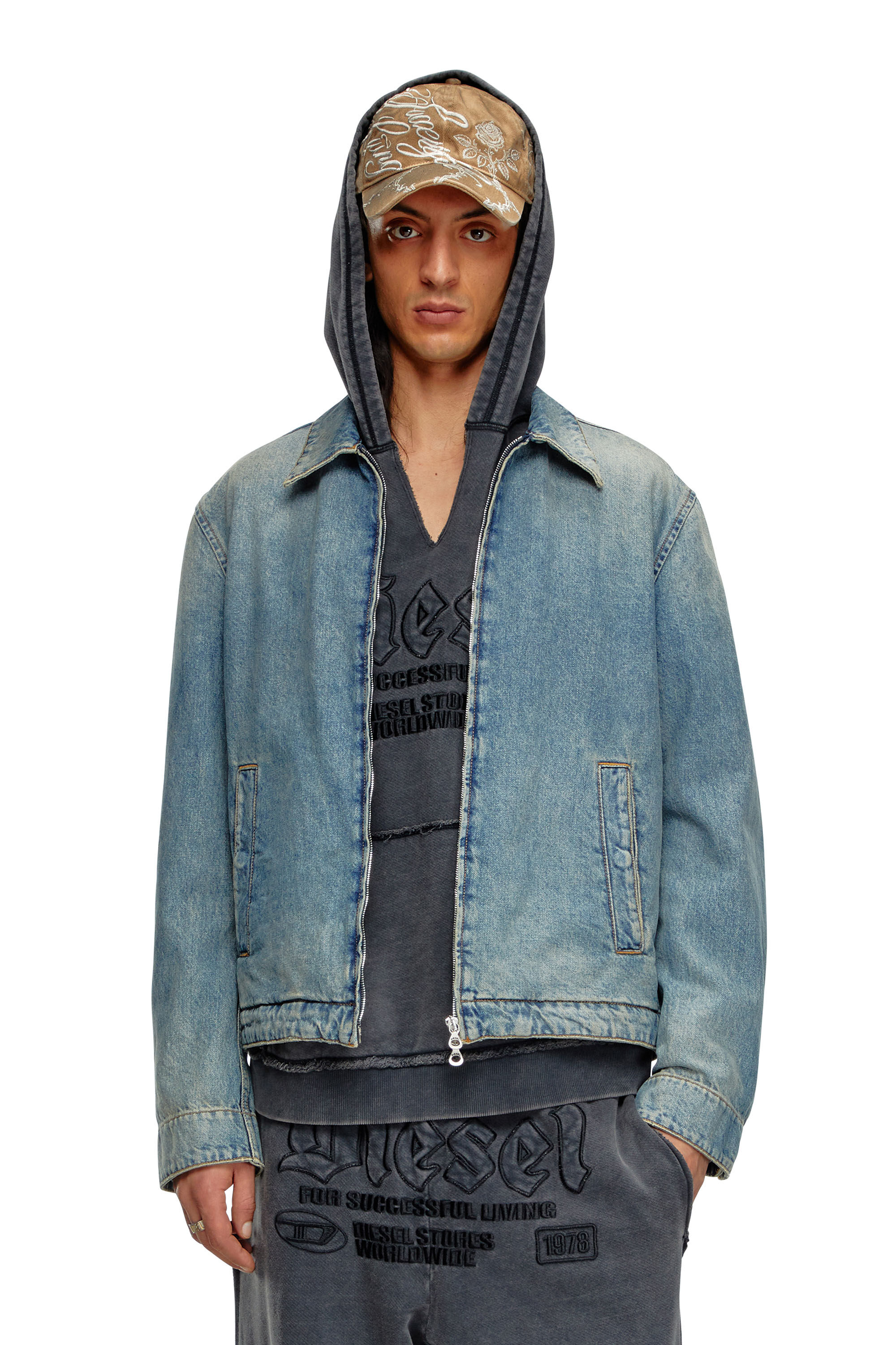 Men s Denim blouson jacket Blue Diesel