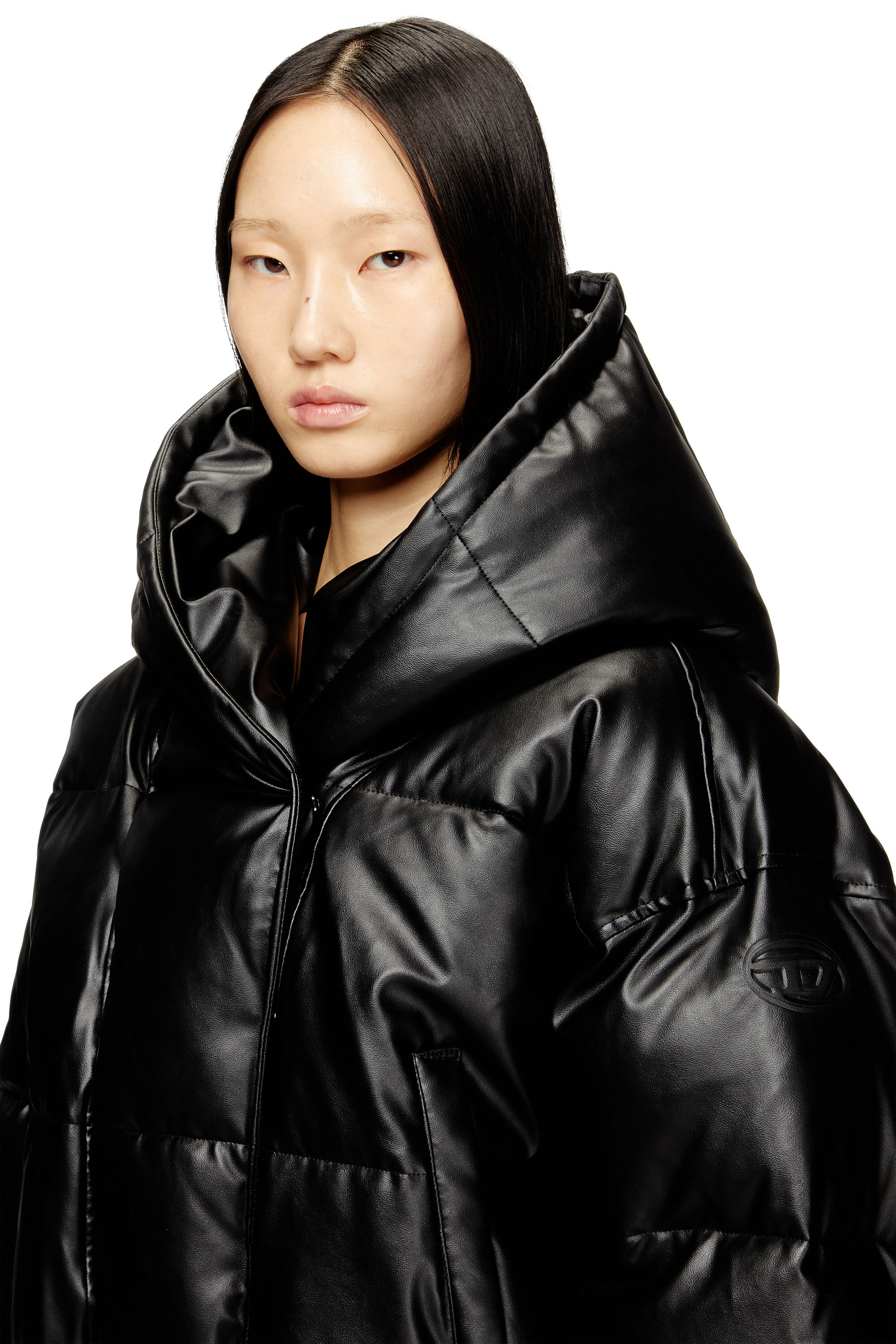 Diesel - W-ILLEY, Woman's Hooded puffer jacket in coated fabric in null - 5