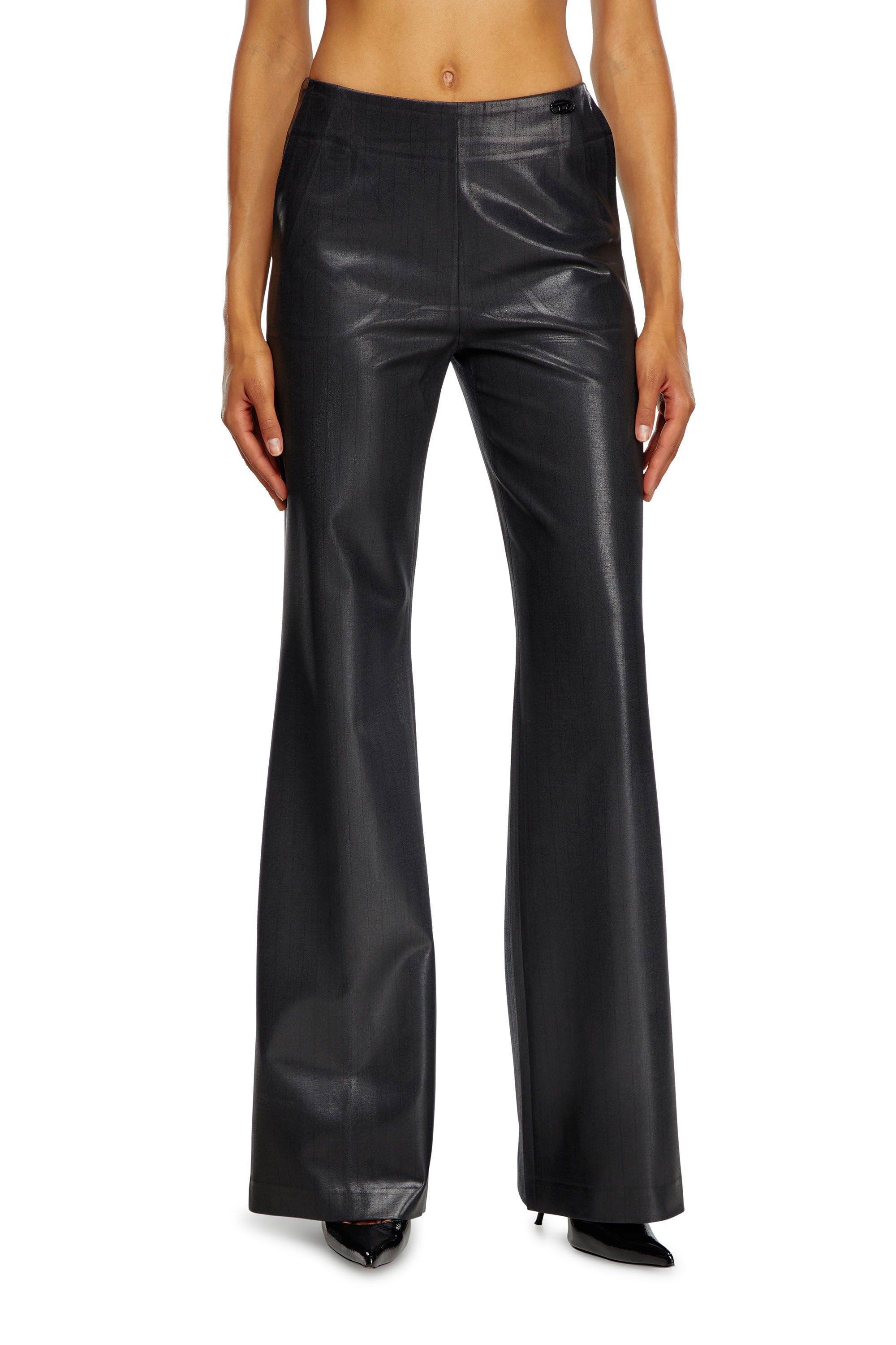 Diesel - P-OLARIS, Woman Pinstripe pants with coated front in Black - Image 3
