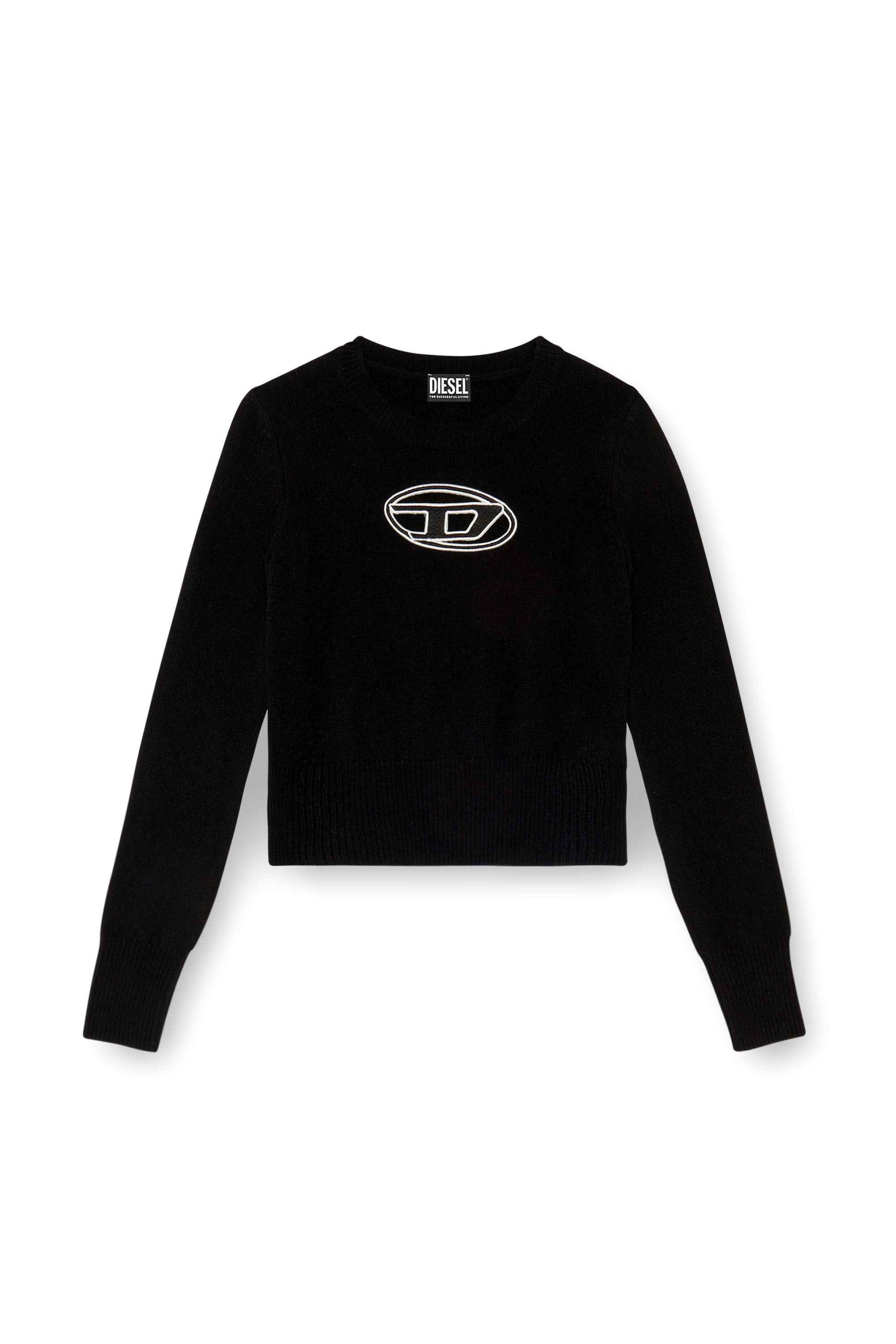 Diesel - M-AREESA, Woman Jumper with embroidered cut-out logo in Black - Image 2