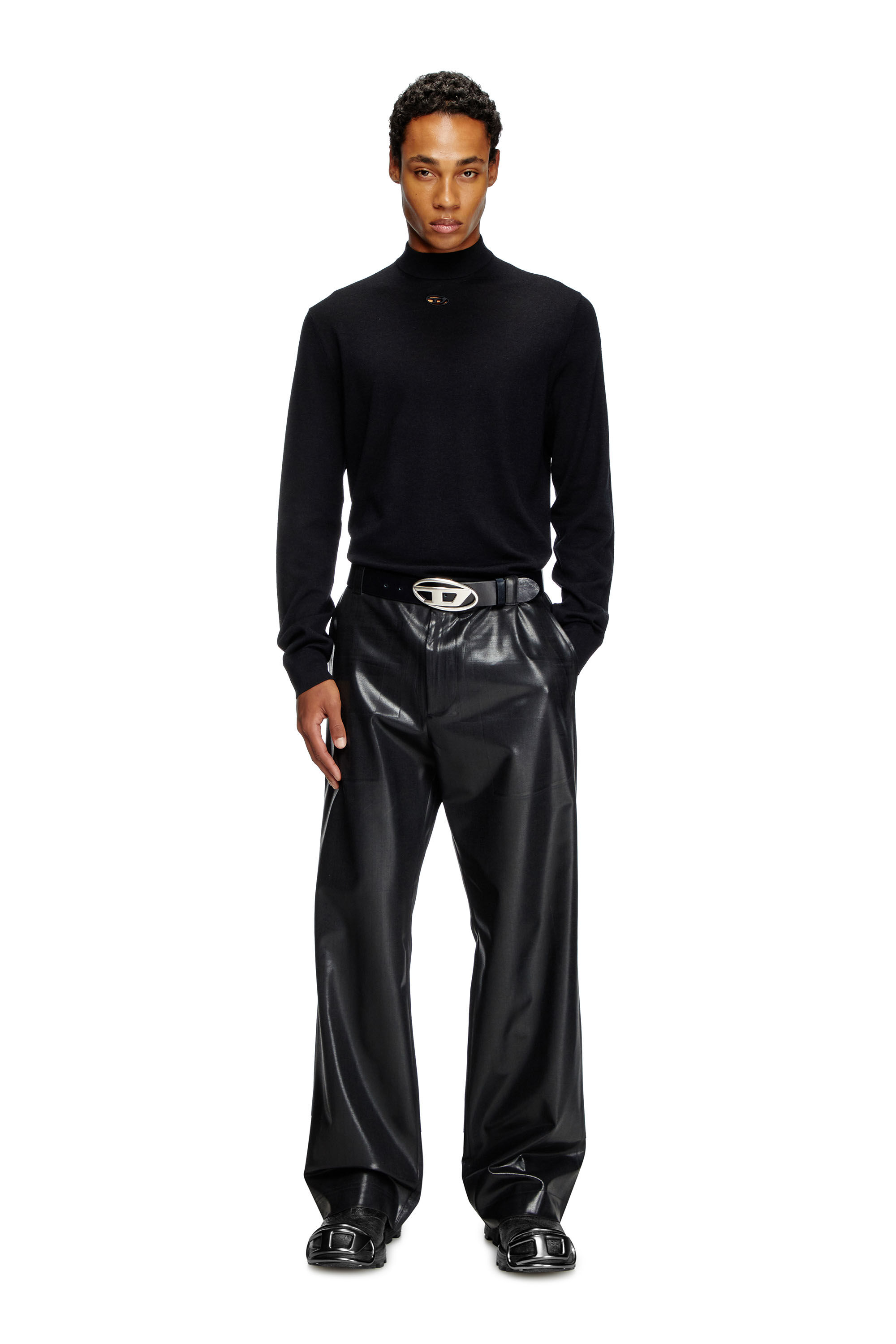 Diesel - K-GIL, Man's Wool turtleneck jumper in Black - 1