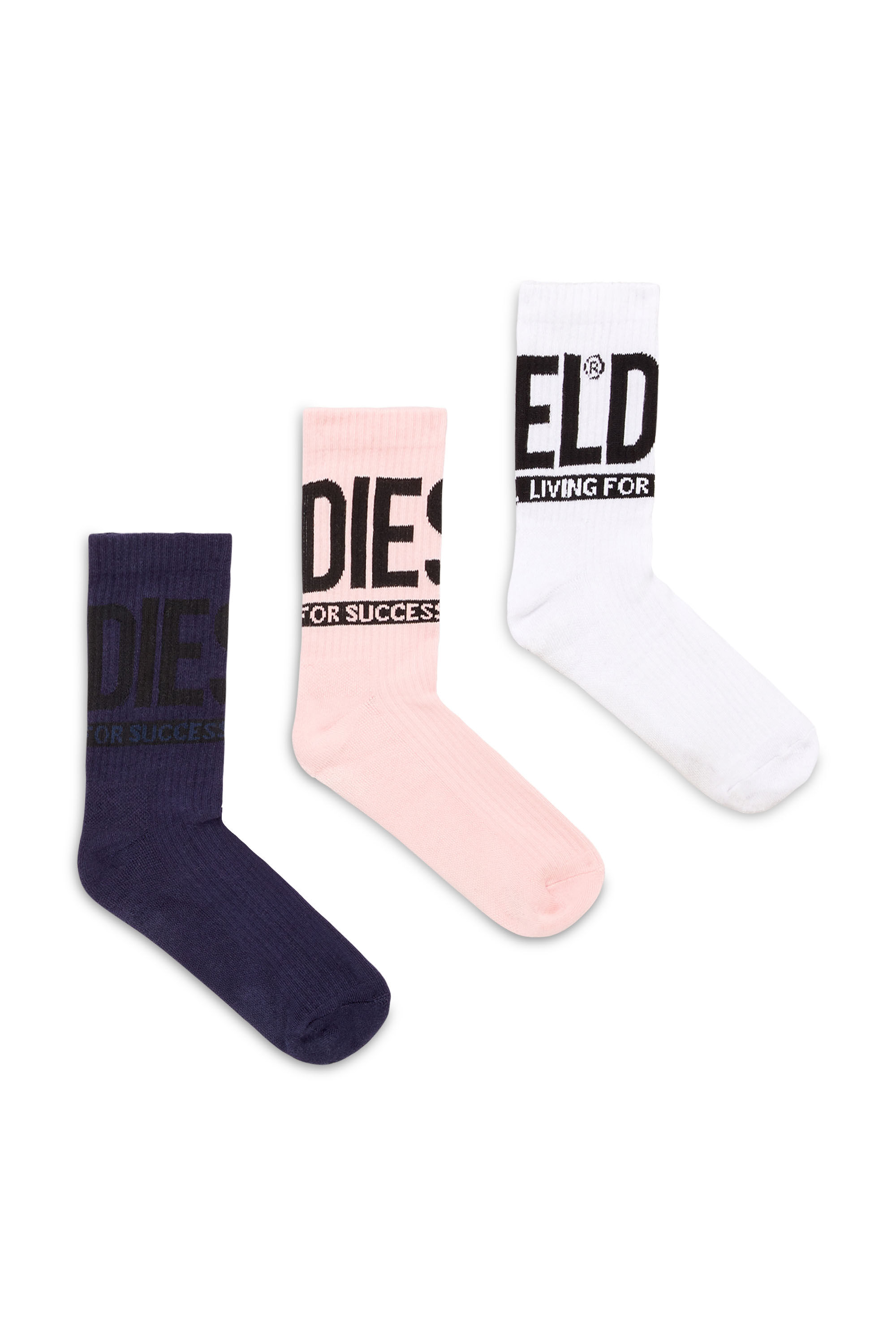 Diesel - SKM-RAY-3PACK-CUSHIONED-17,5, Man's Three-pack socks with Diesel logo in Pink/Black - 1