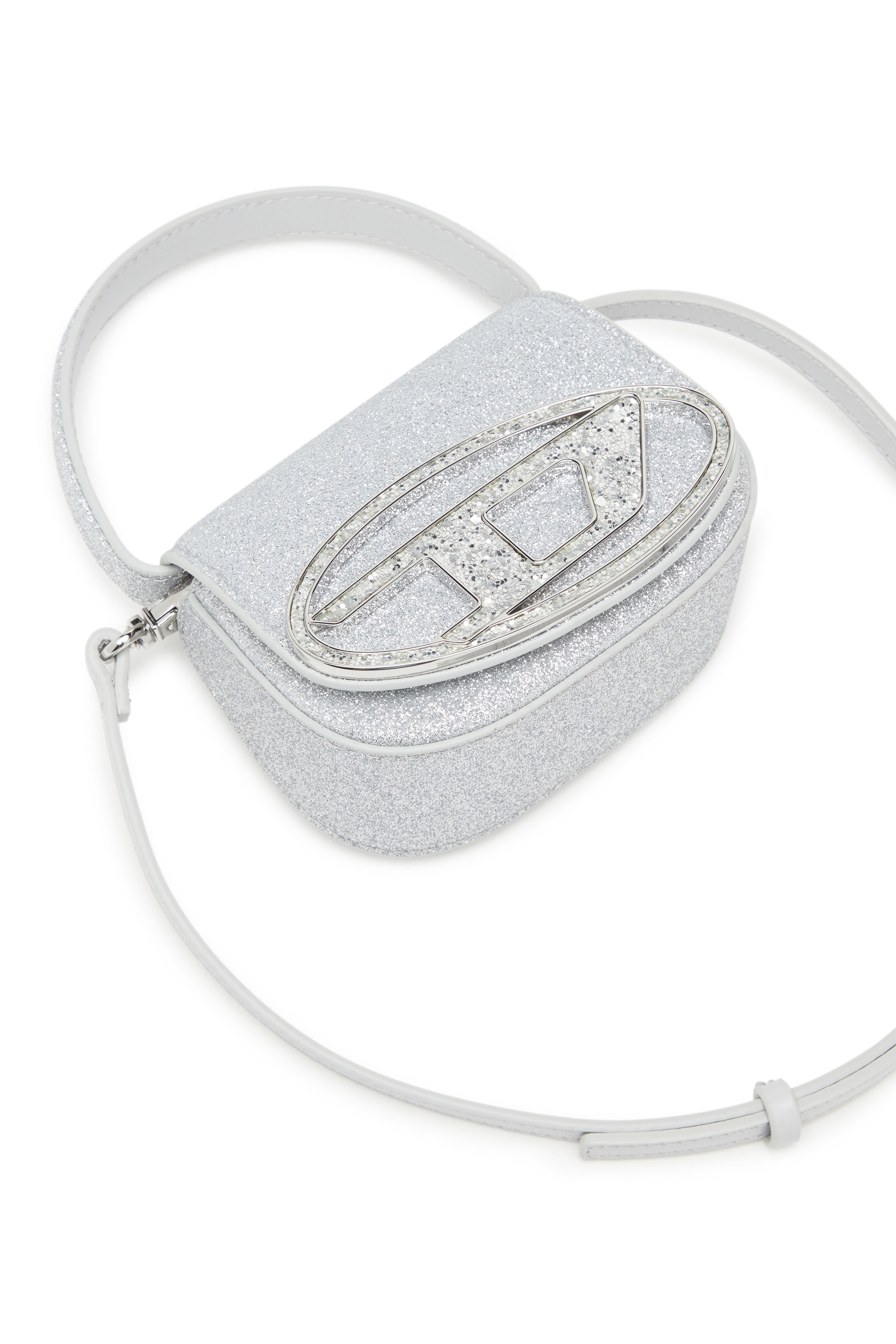 Diesel - 1DR XS, Woman 1DR XS-Iconic mini bag in glitter fabric in Silver - Image 2
