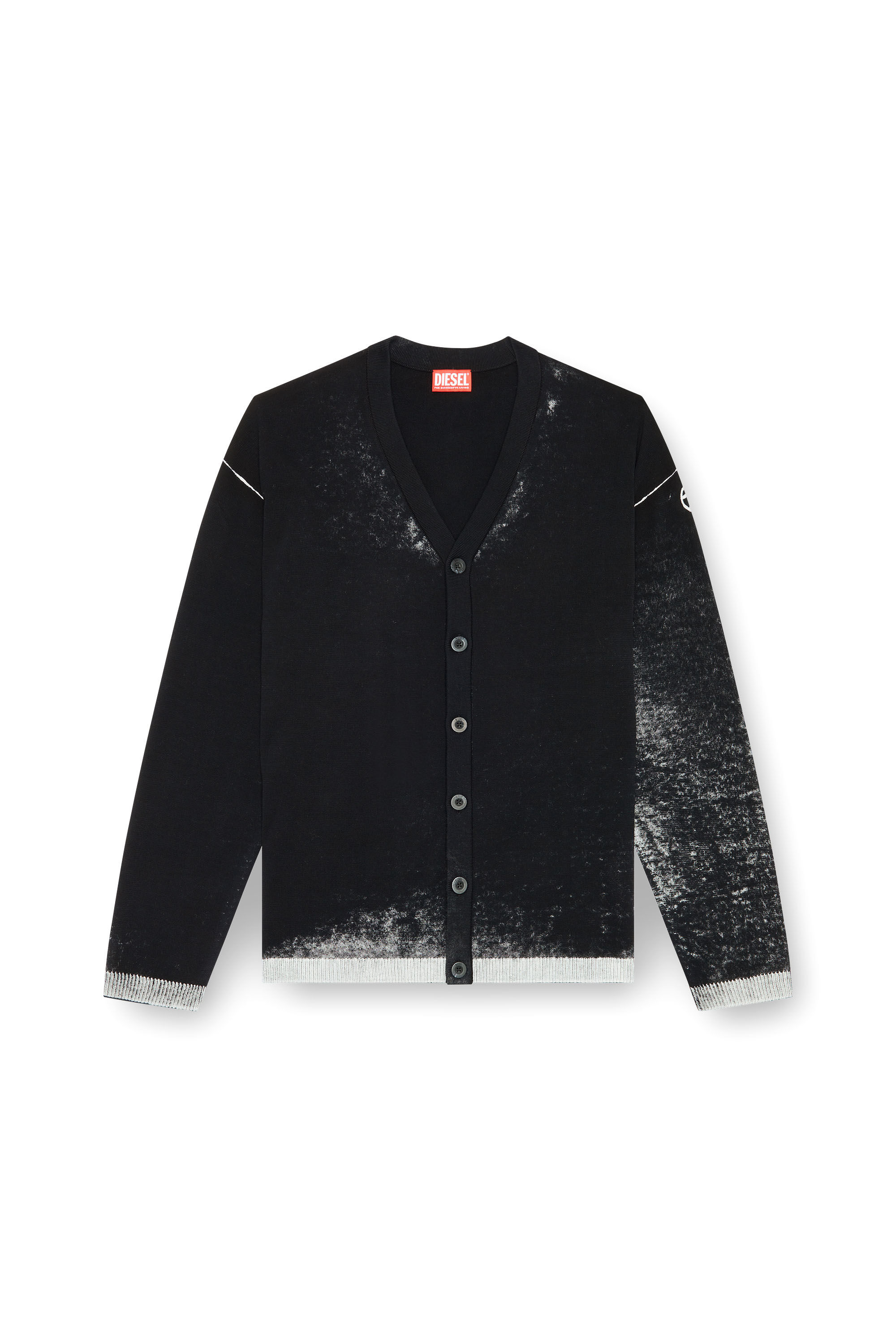 Diesel - K-LARENCE-CARDIGAN-B, Man Reverse-print cotton cardigan in Black - Image 2