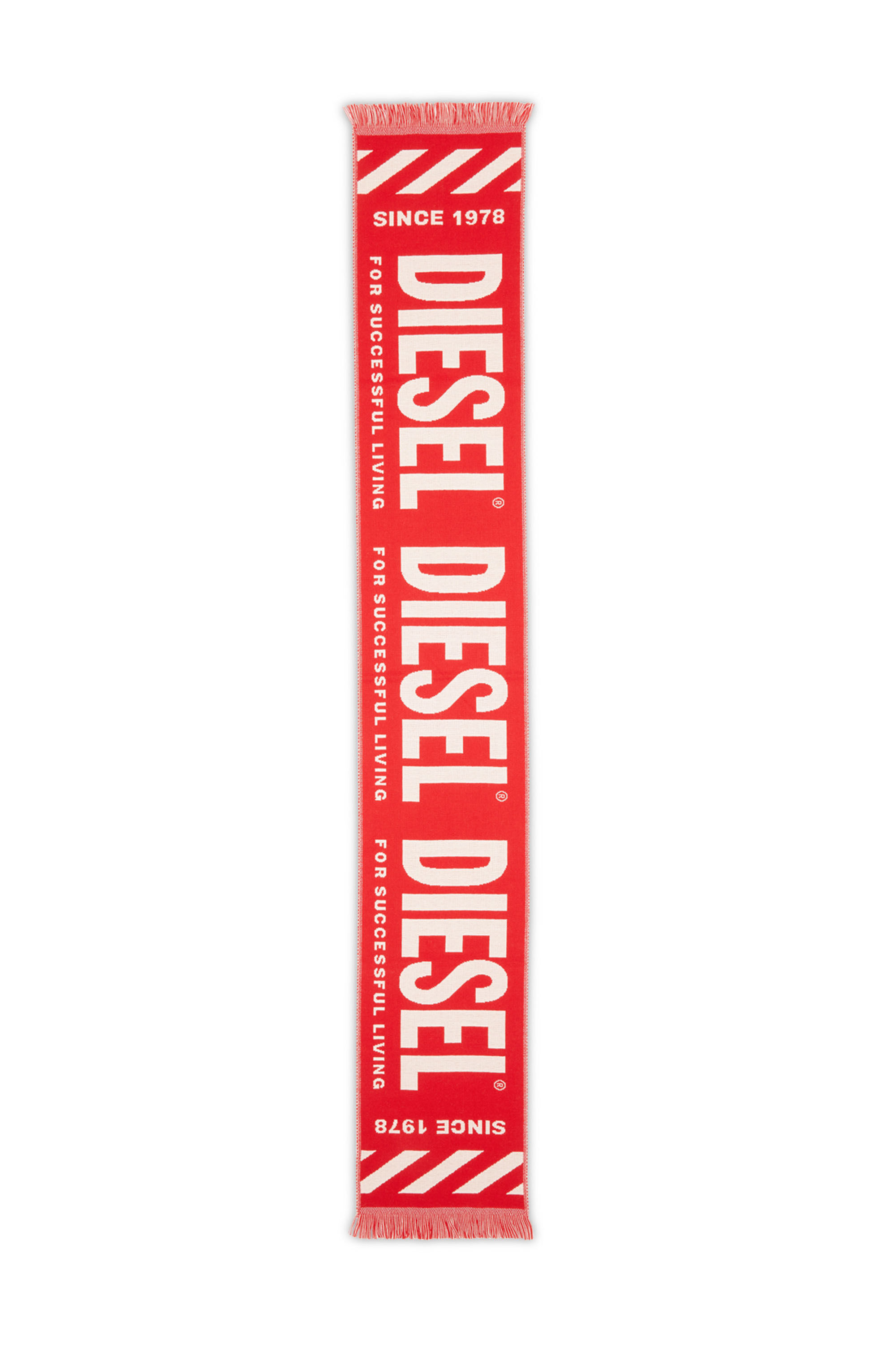 Diesel - S-BISC, Man Logo scarf with fringe trims in Red - Image 2