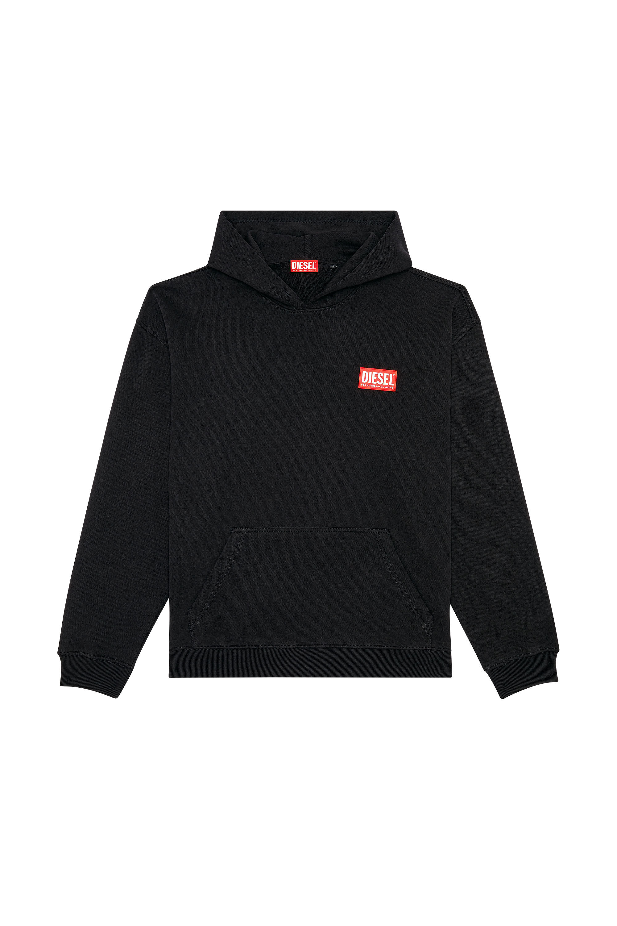 Diesel - S-NLABEL-HOOD-L1, Man Oversized hoodie with logo patch in Black - Image 2