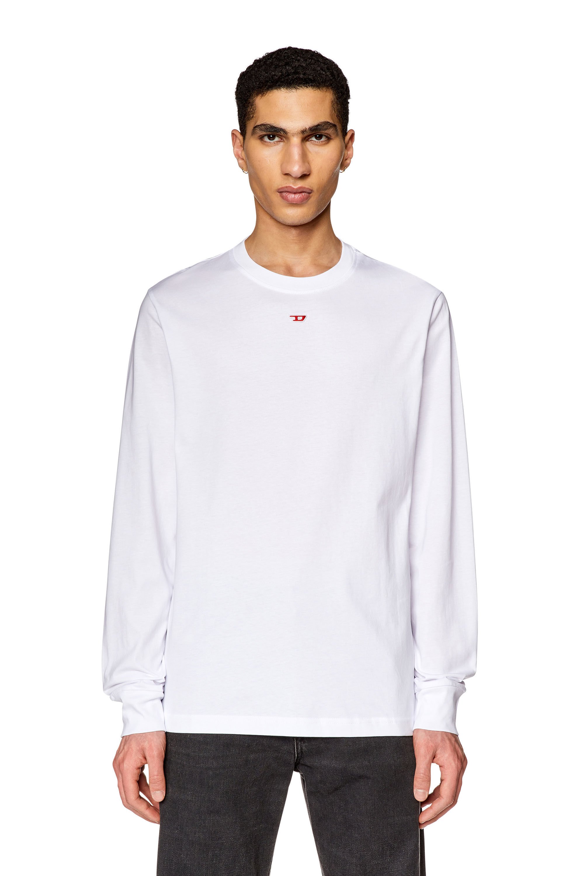 Diesel - T-JUST-LS-D, Man Long-sleeve T-shirt with D patch in White - Image 5