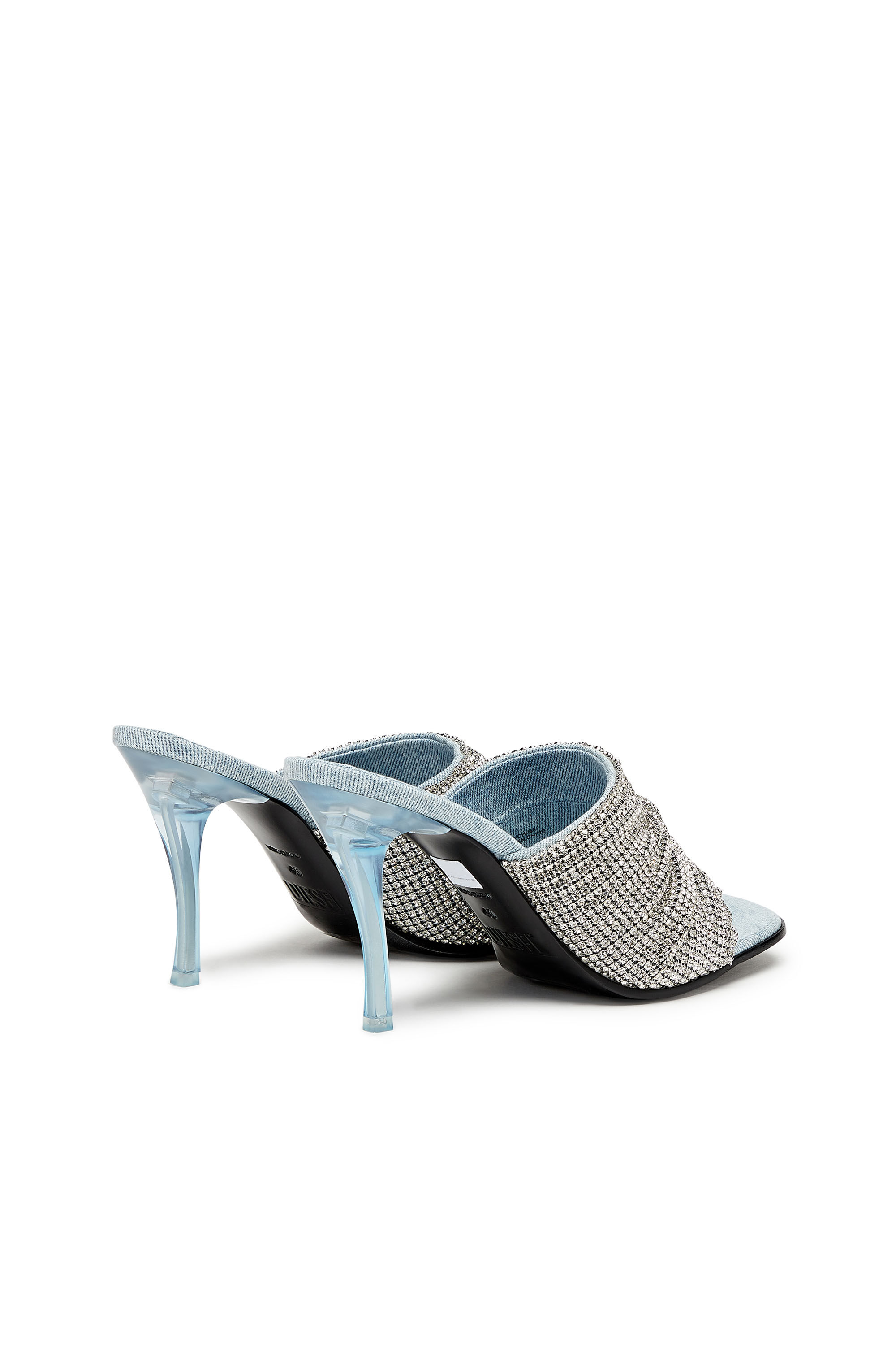 Diesel - D-SYDNEY SDL S, Woman D-Sydney Sdl S Sandals - Mule sandals with rhinestone band in Silver - Image 3