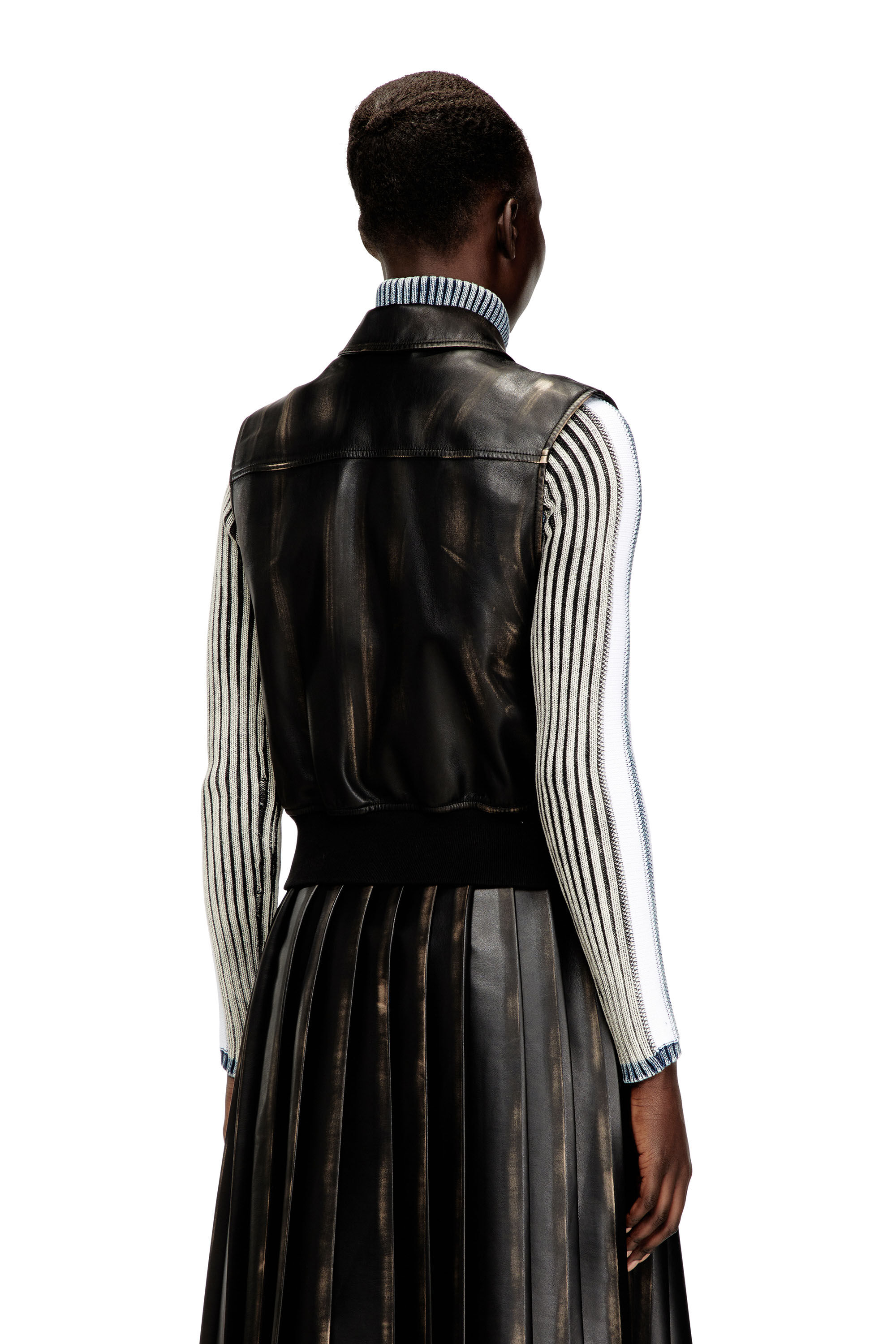 Diesel - G-INKO, Woman's Bomber vest with distressed effect in Brown - 4