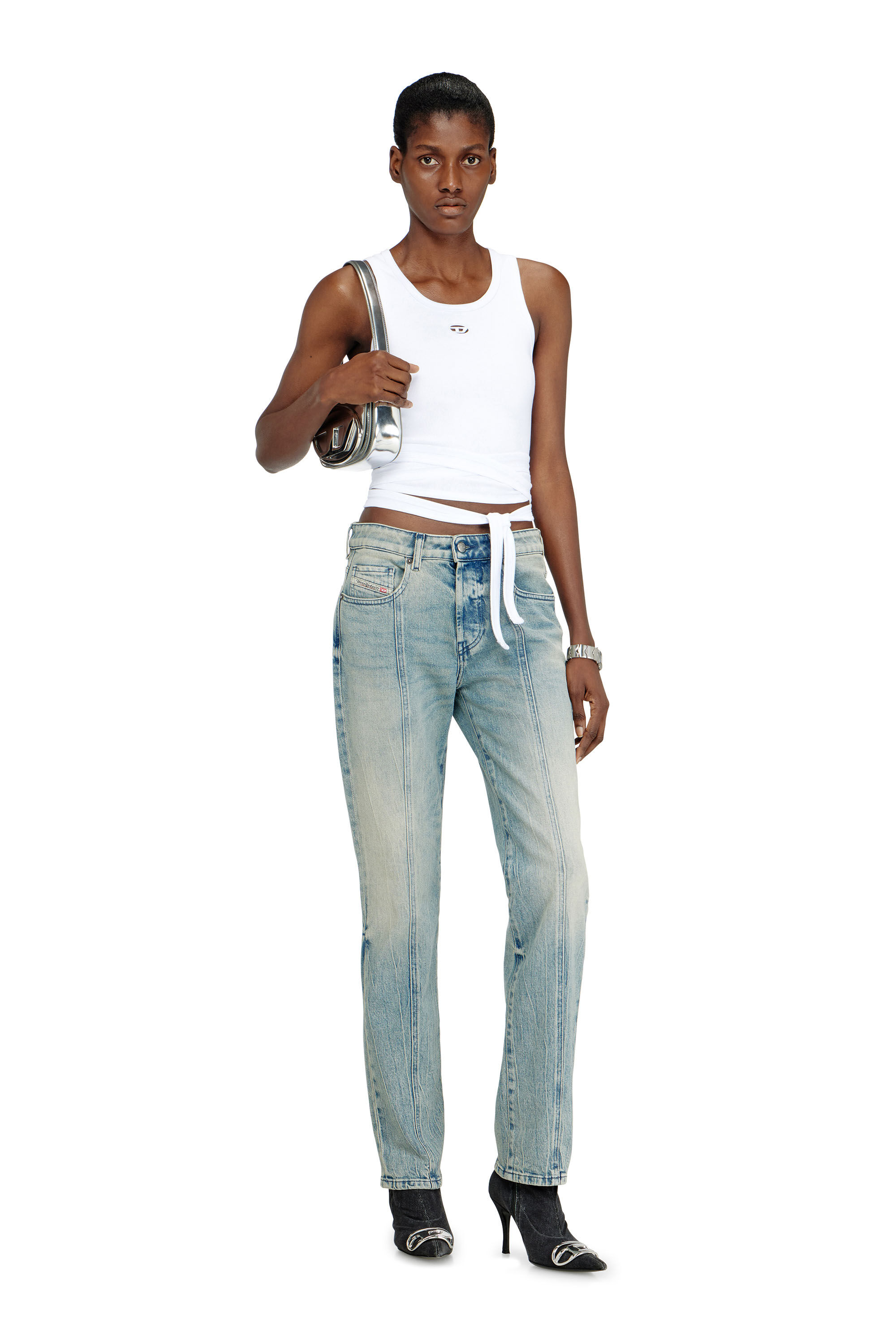 Diesel - 1DR, Woman's 1DR-Iconic shoulder bag in mirrored leather in Silver - 1