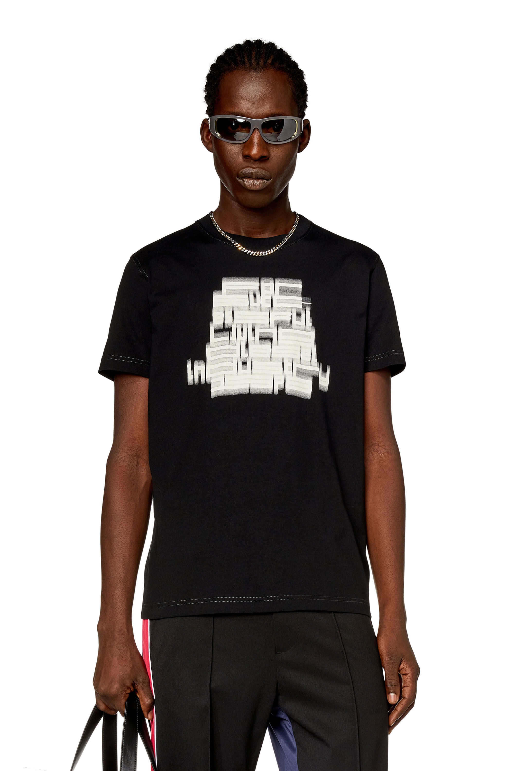 Diesel - T-DIEGOR-N1, Man T-shirt with blurry For Successful Living print in Black - Image 1