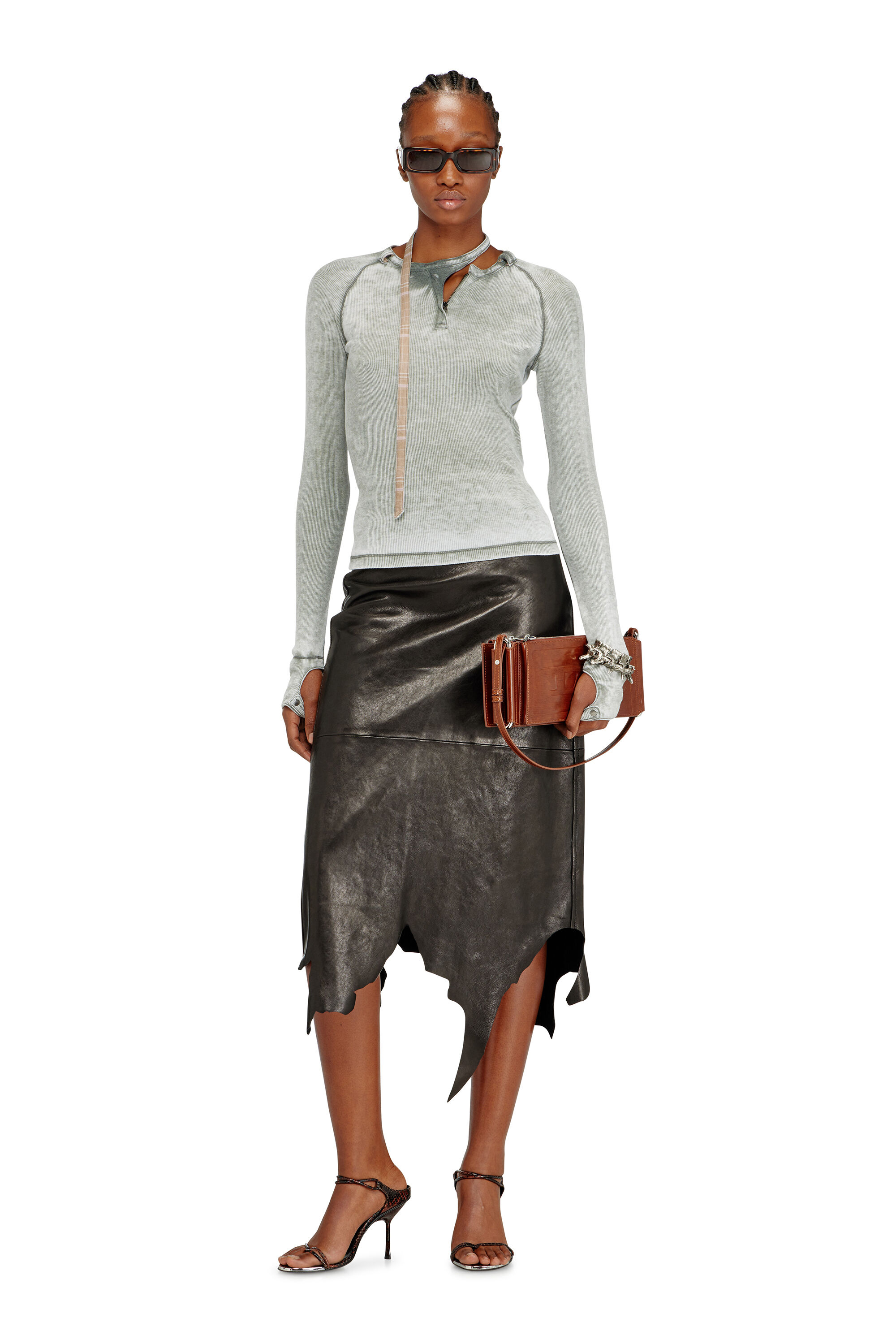 Diesel - FLAG-D SHOULDER BAG X, Unisex's Flag-D-Modular logo-embossed shoulder bag in Brown - 1