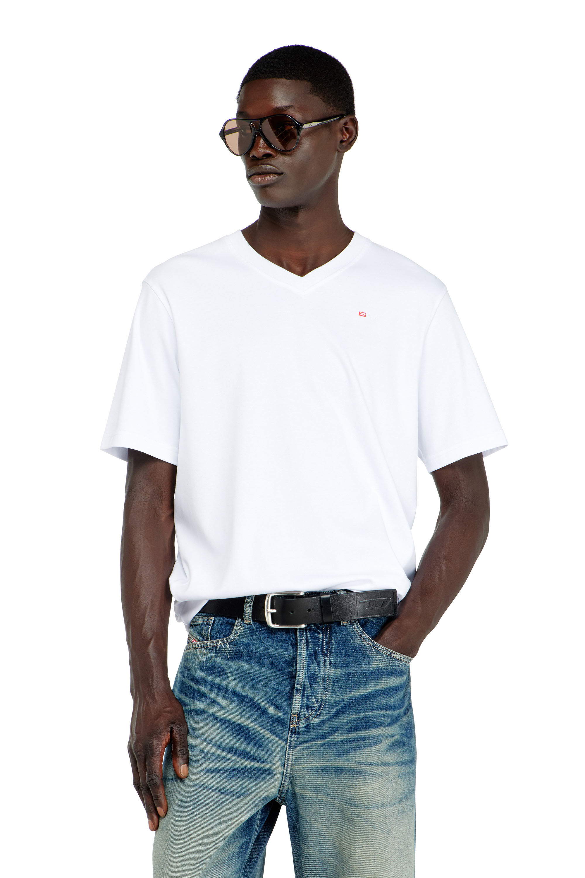 Diesel - T-ADJUST-V-MICRODIV, Man's V-neck T-shirt with micro logo embroidery in null - 3