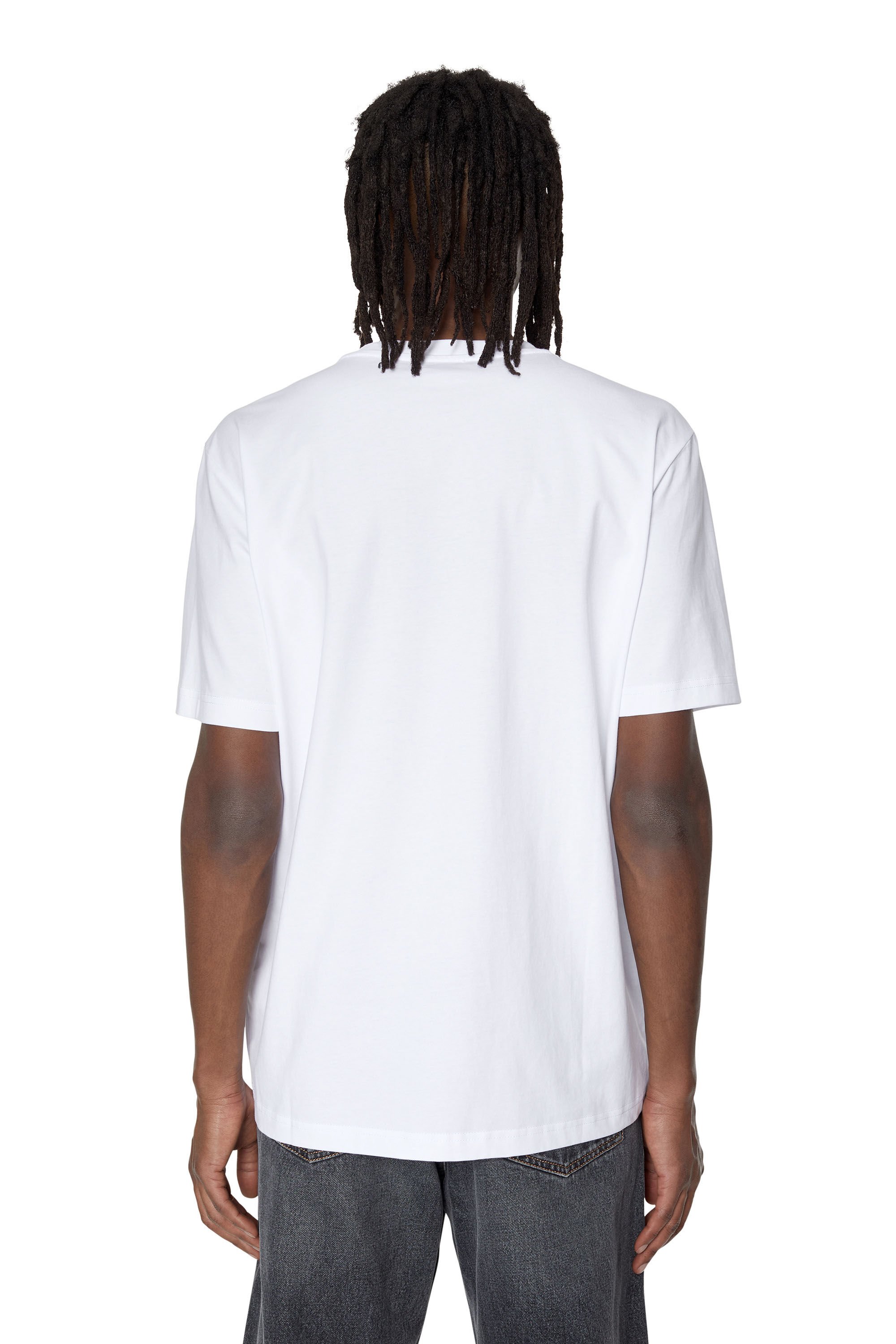 Diesel - T-JUST-MICRODIV, Man T-shirt with micro-embroidered logo in White - Image 4