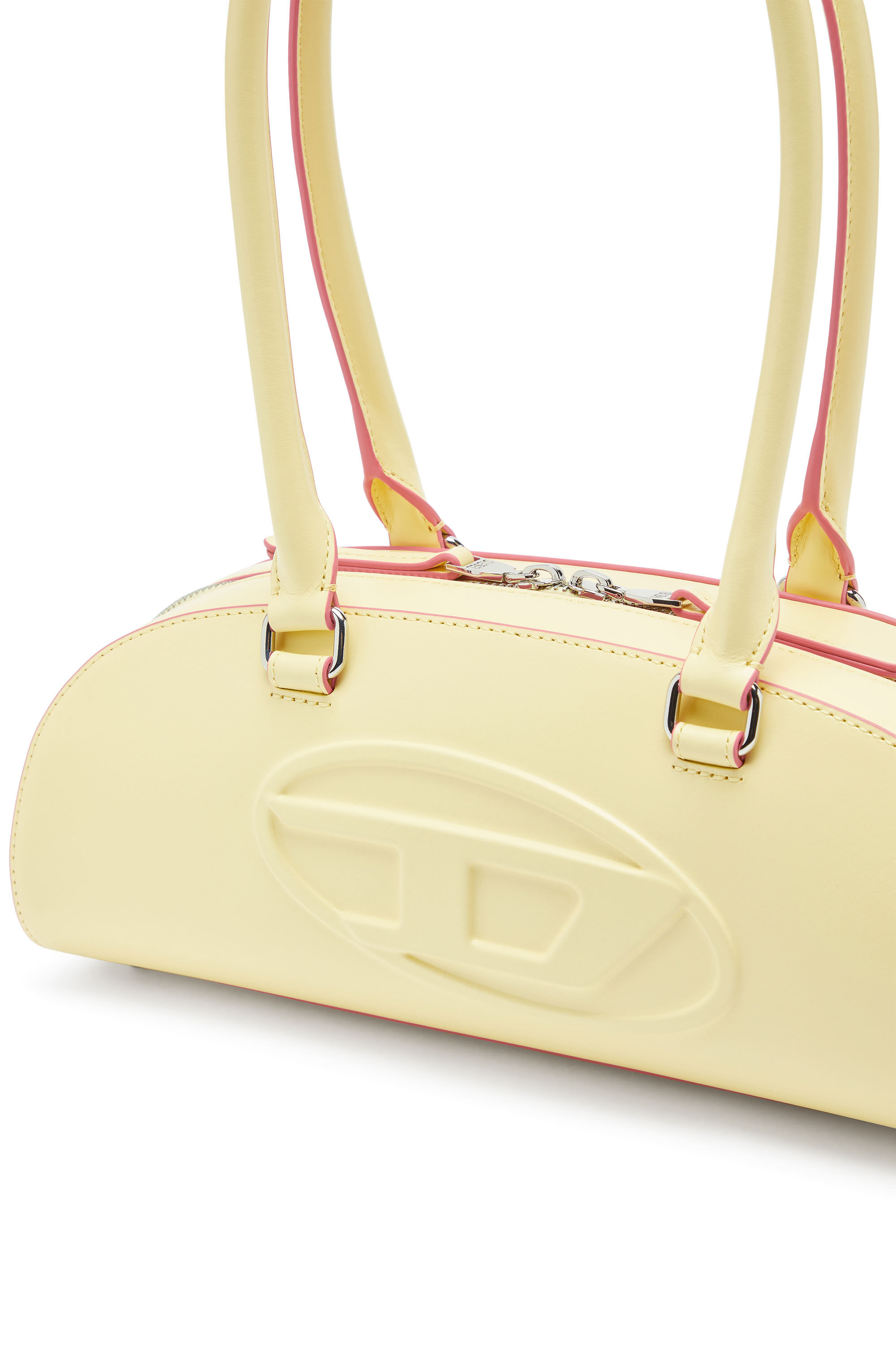 Diesel - 1DR DOME SHOULDER EW, Woman's 1DR Dome - Elongated bowling bag in leather in Yellow - 5